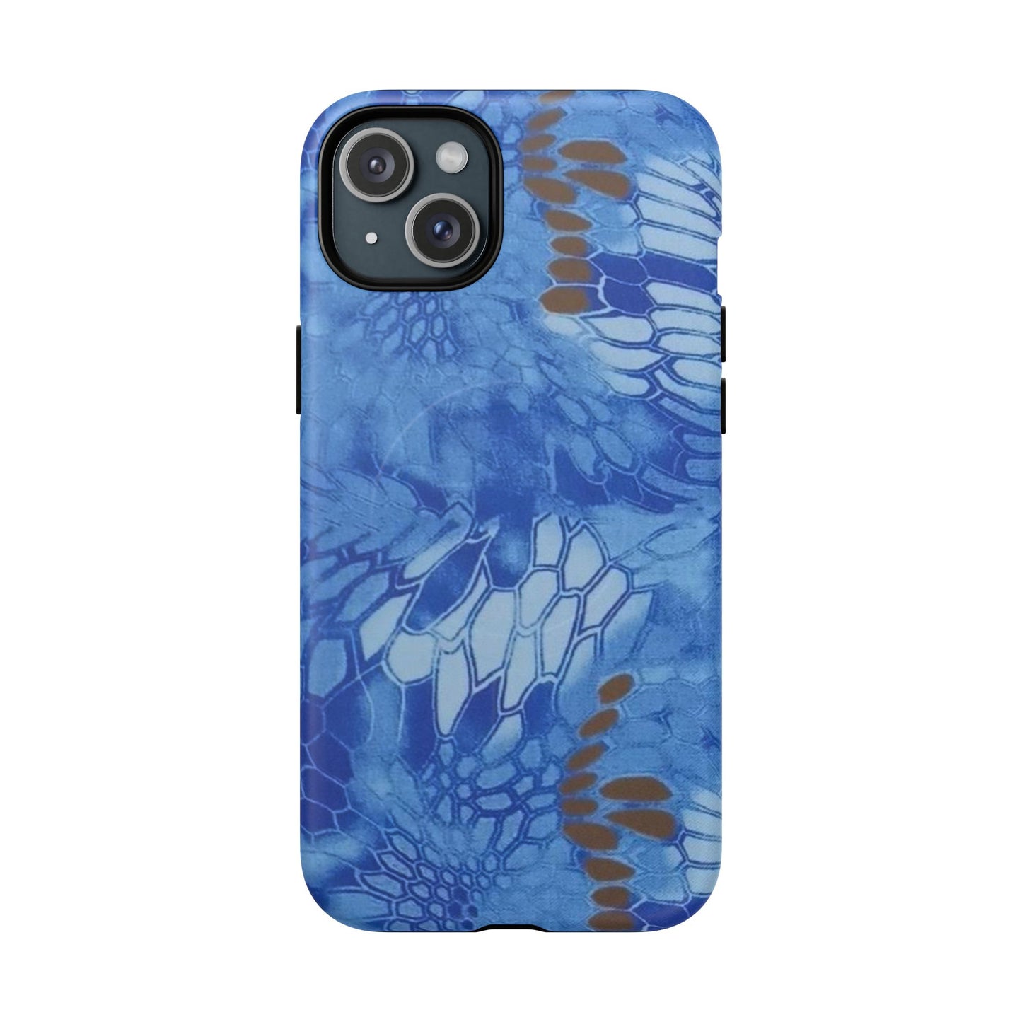 Magnetic Tough Phone Case — Blue Camo Flower Snake Skin Protective Cover