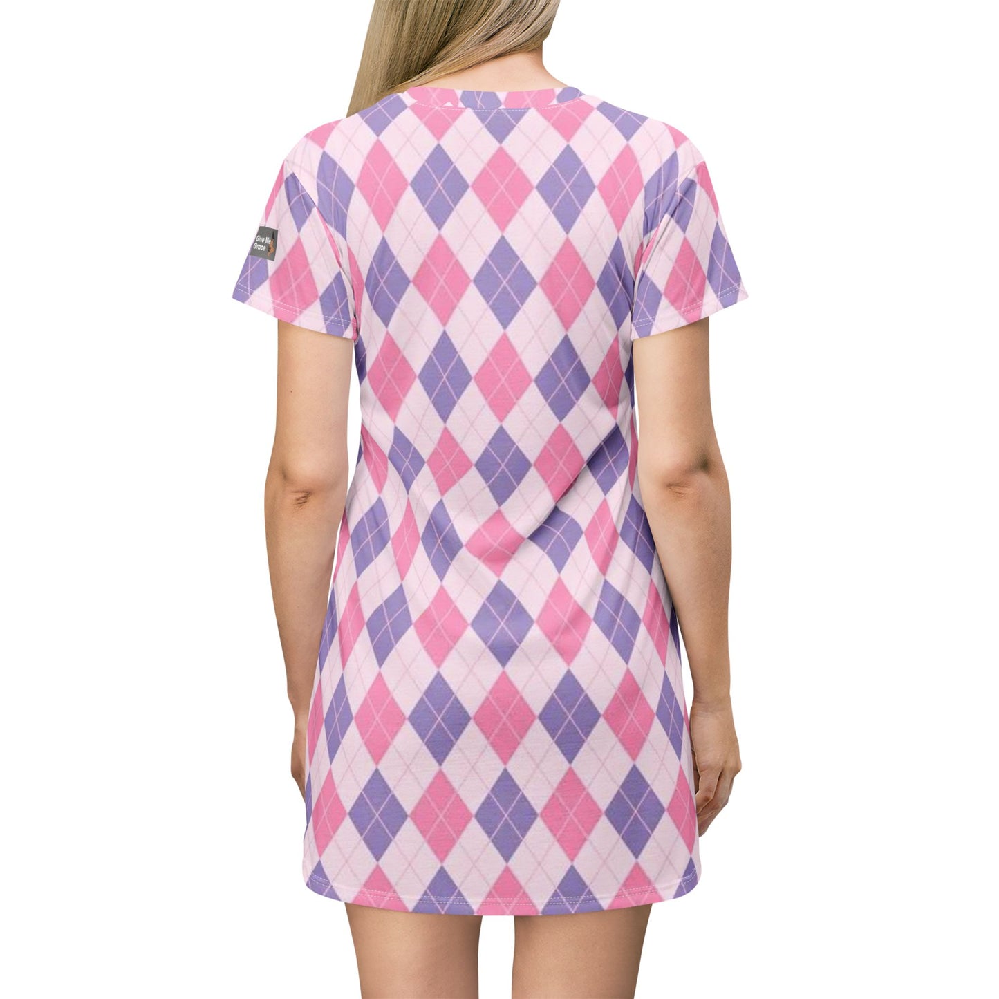 Argyle (diamonds, pyramids) Pink & Purple Babydoll Dress — Classic Sexy Work-to-Play Knit