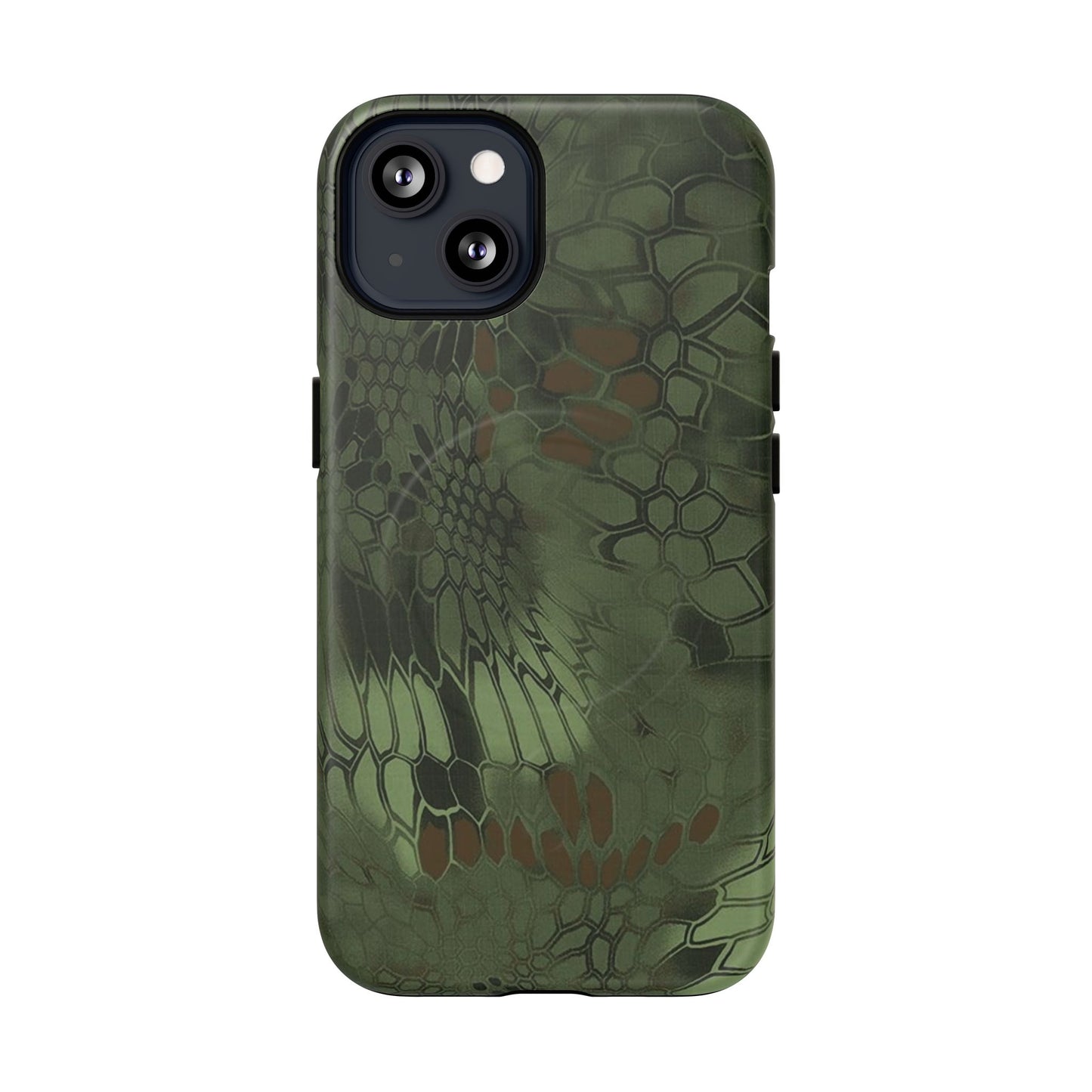Magnetic Tough Phone Case — Green Camo Flower Snake Skin Protective Cover