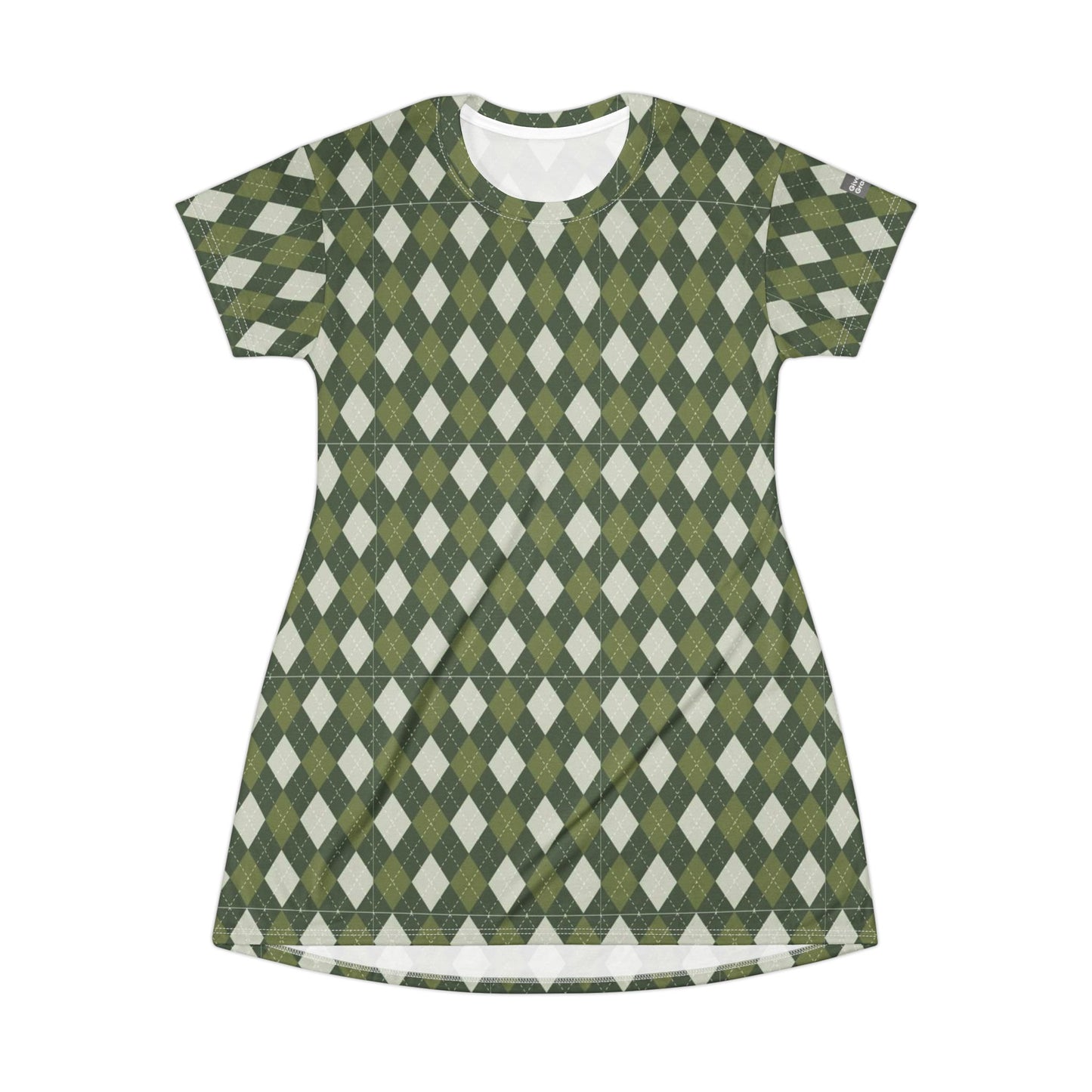 Argyle (diamonds, pyramids) Green & Cream Babydoll Dress — Classic Sexy Work-to-Play Knit