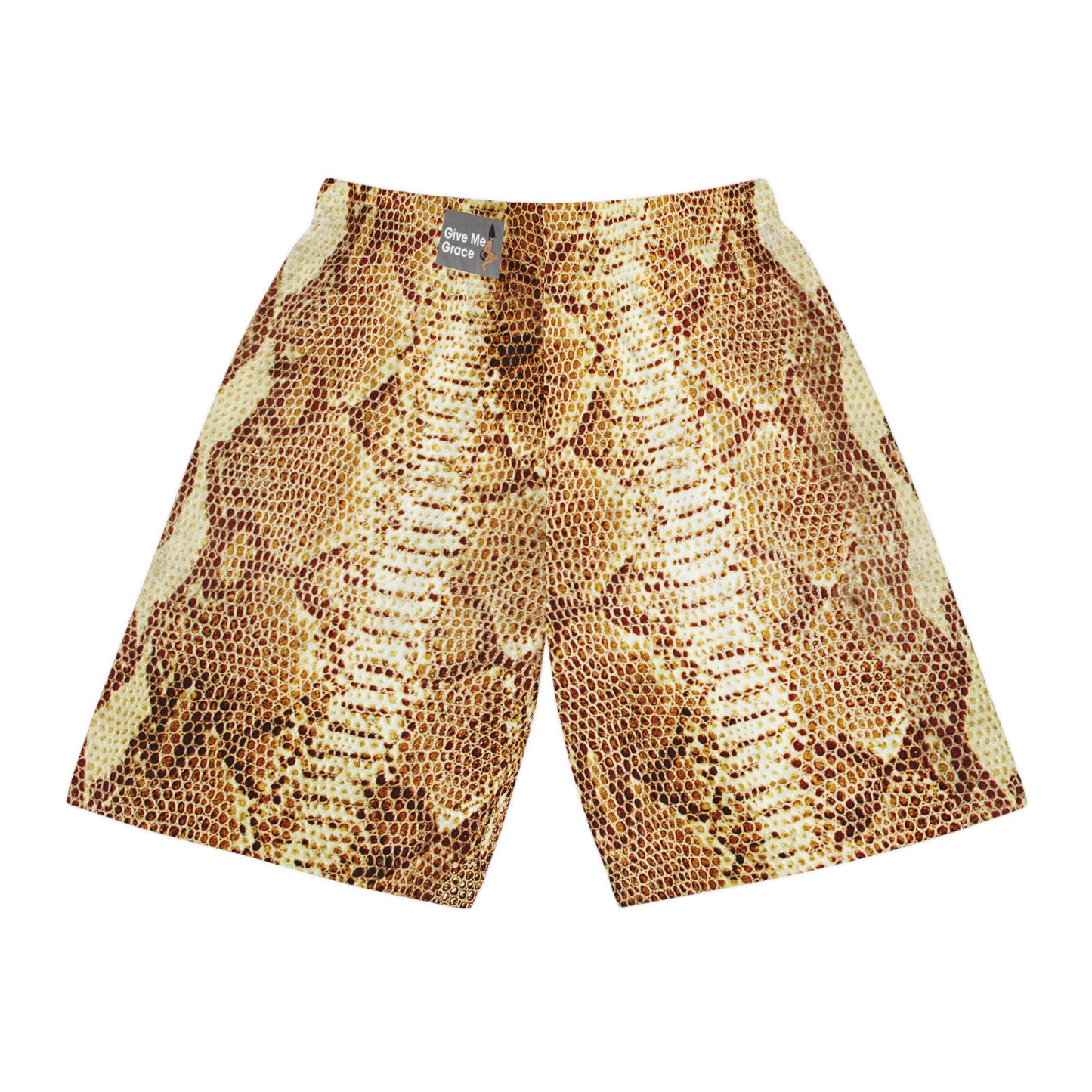 Give Me Grace brown snakeskin print Basketball Shorts