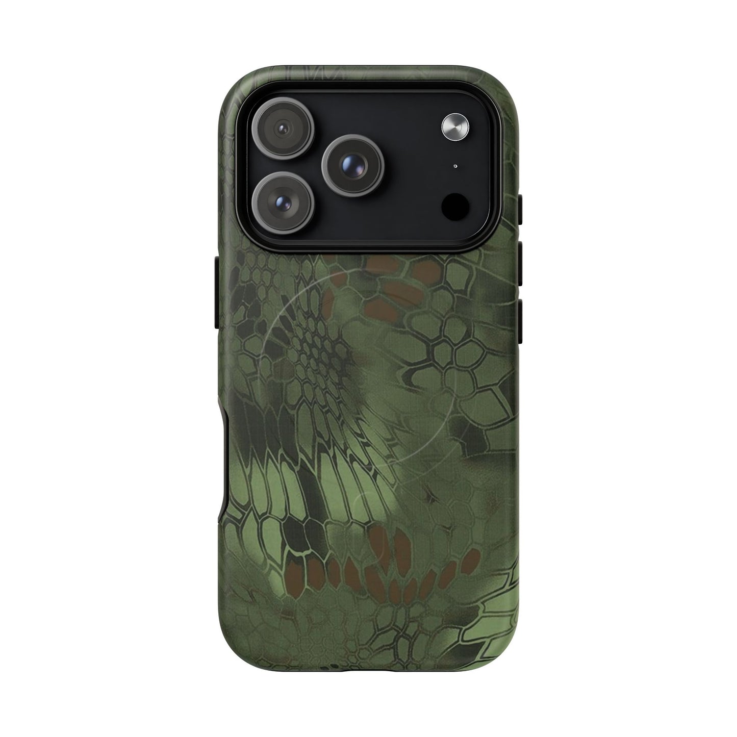 Magnetic Tough Phone Case — Green Camo Flower Snake Skin Protective Cover