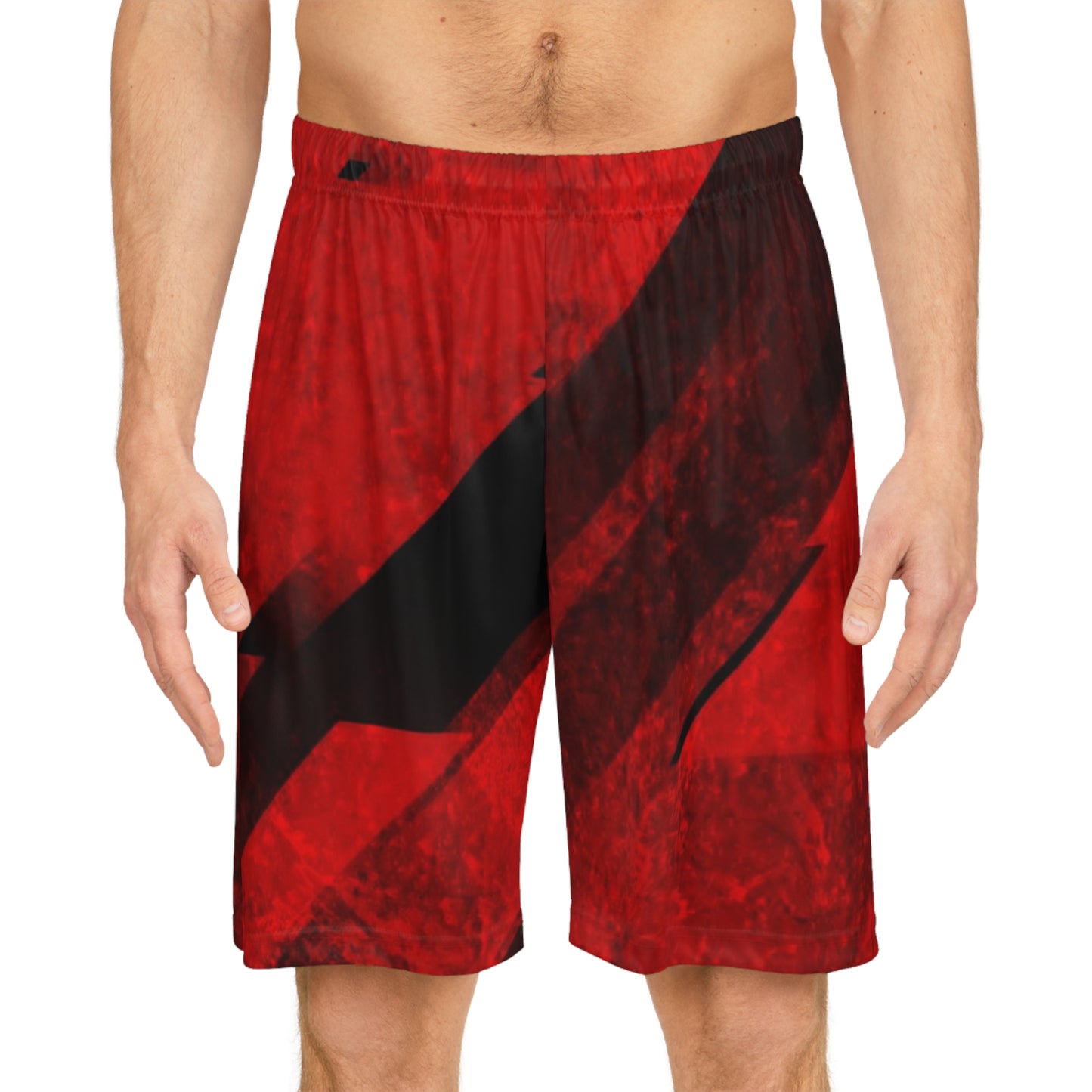 Red & Black Racer Stripe Basketball Shorts