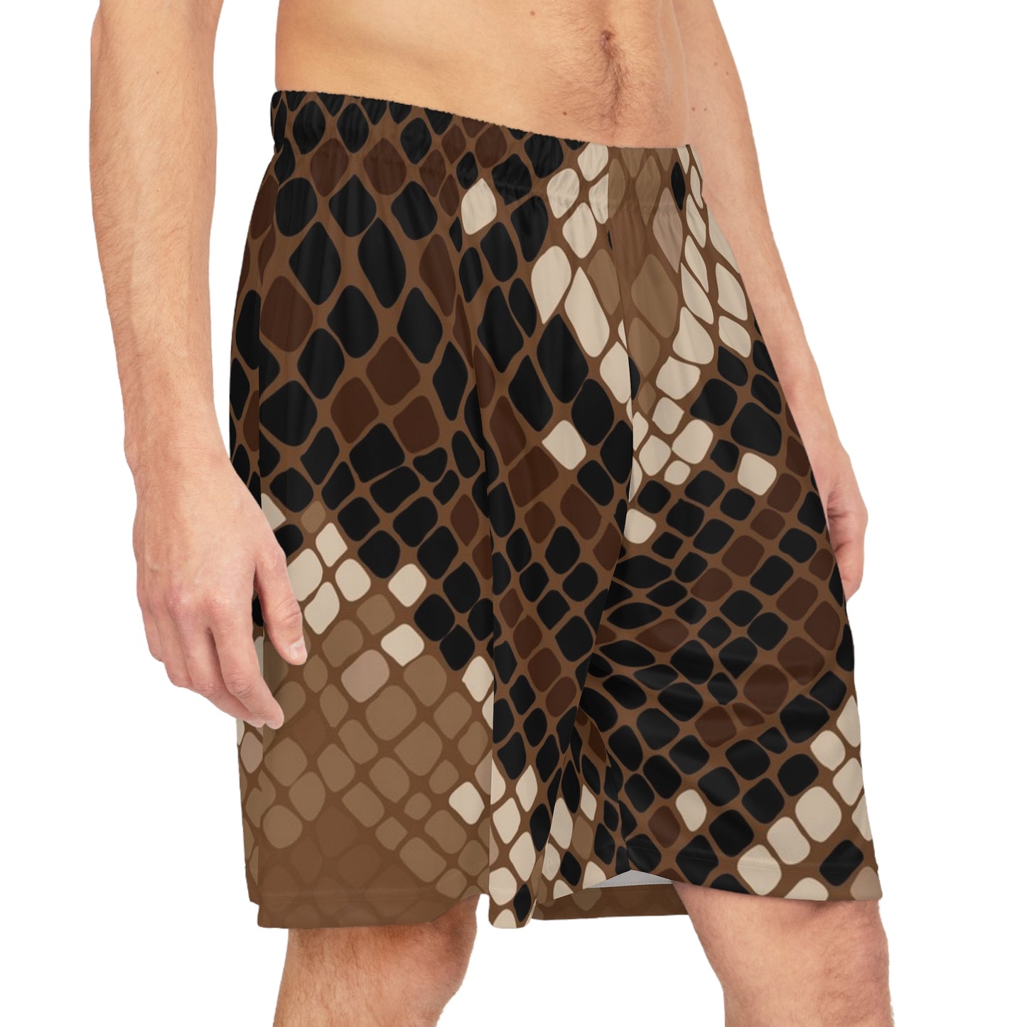 Give Me Grace Abstract Snakeskin print brown Basketball Shorts