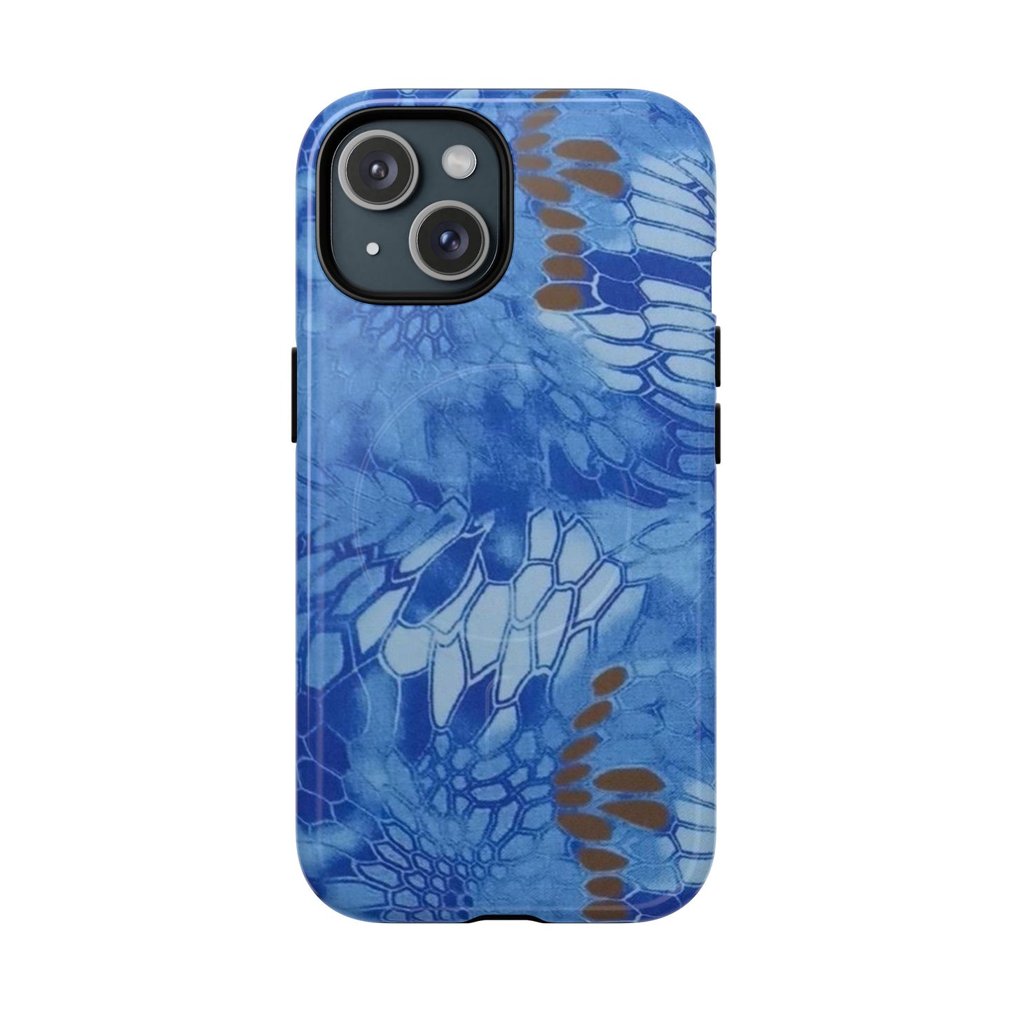 Magnetic Tough Phone Case — Blue Camo Flower Snake Skin Protective Cover