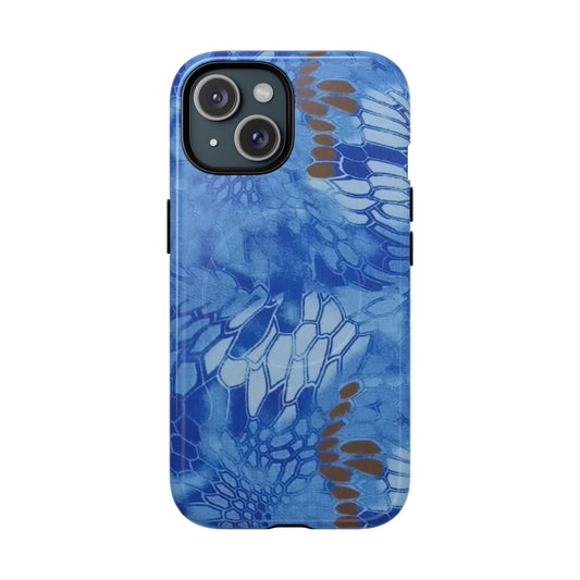 Magnetic Tough Phone Case — Blue Camo Flower Snake Skin Protective Cover