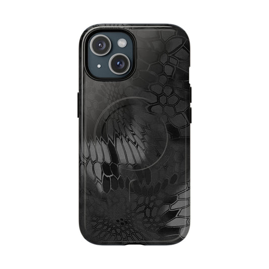 Magnetic Tough Phone Case — Black Snake Skin Protective Cover