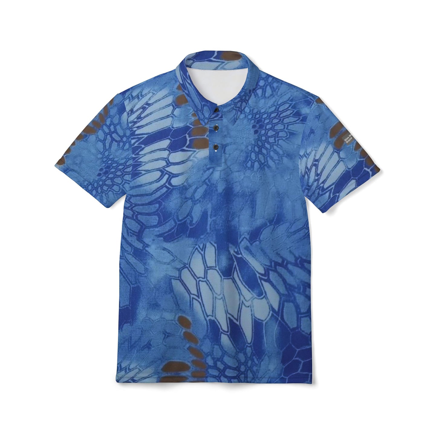 Give Me Grace Blue Camo Floral Lace Polo Shirt
