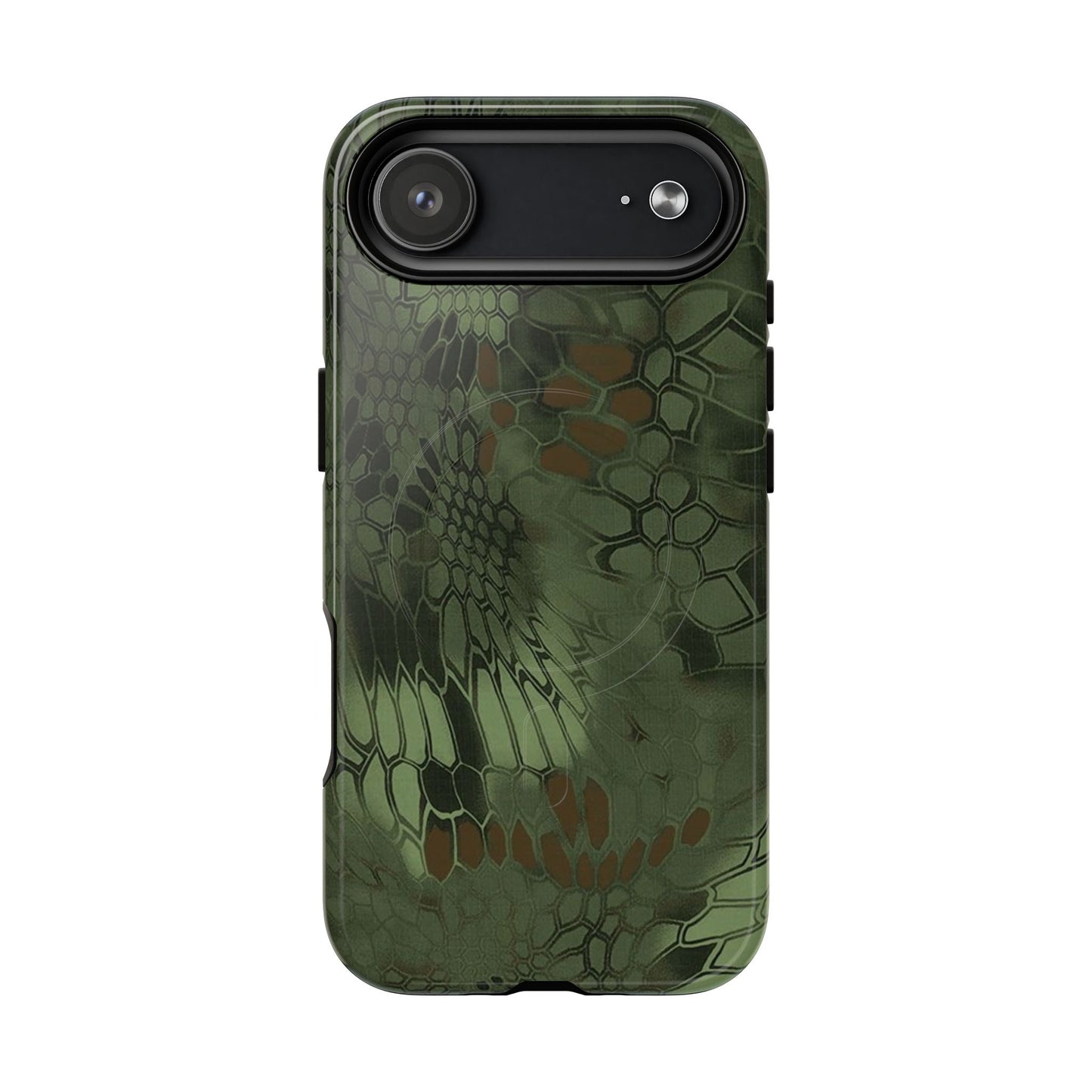Magnetic Tough Phone Case — Green Camo Flower Snake Skin Protective Cover