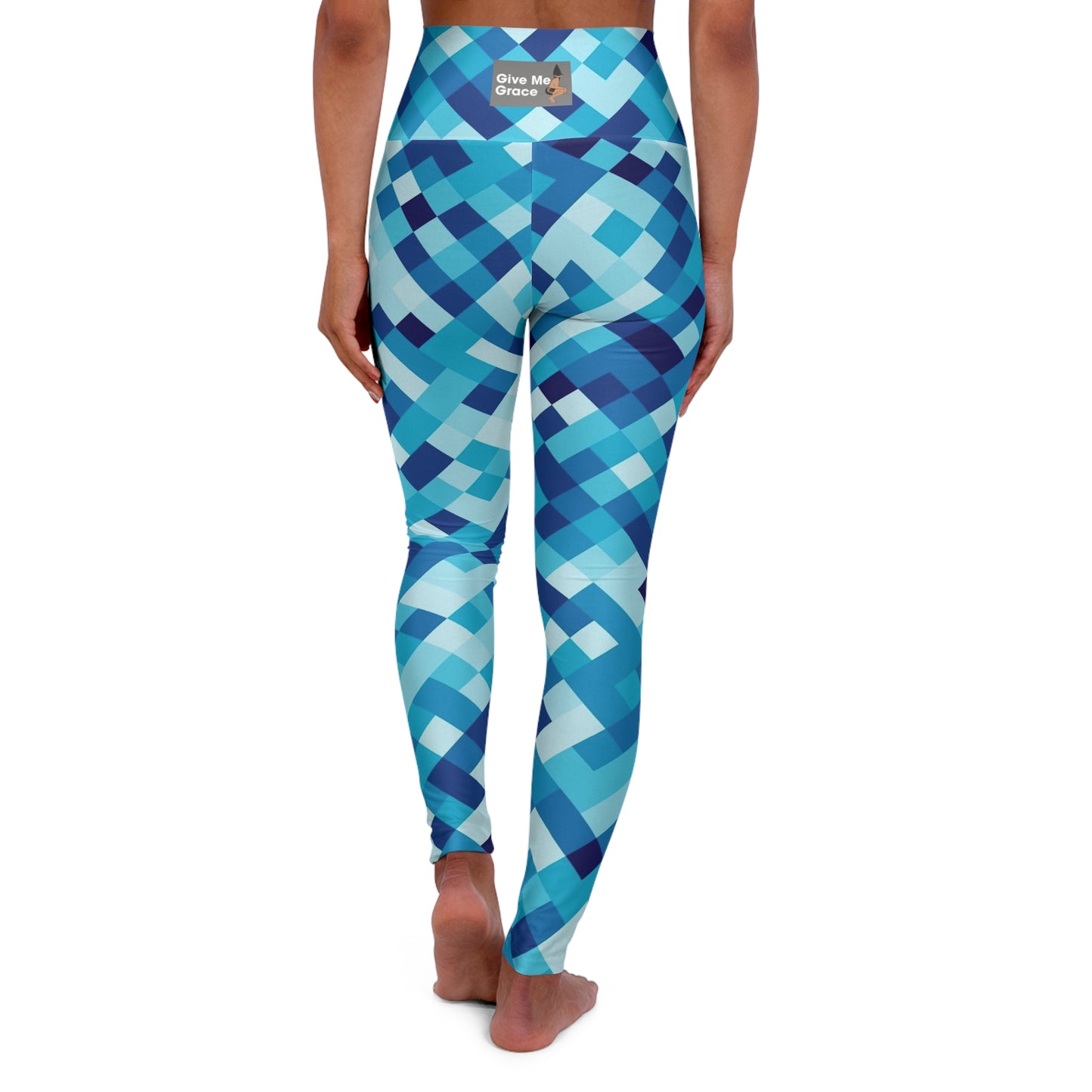 Give Me Grace Blue Diamonds Dancing High Waisted Yoga Leggings