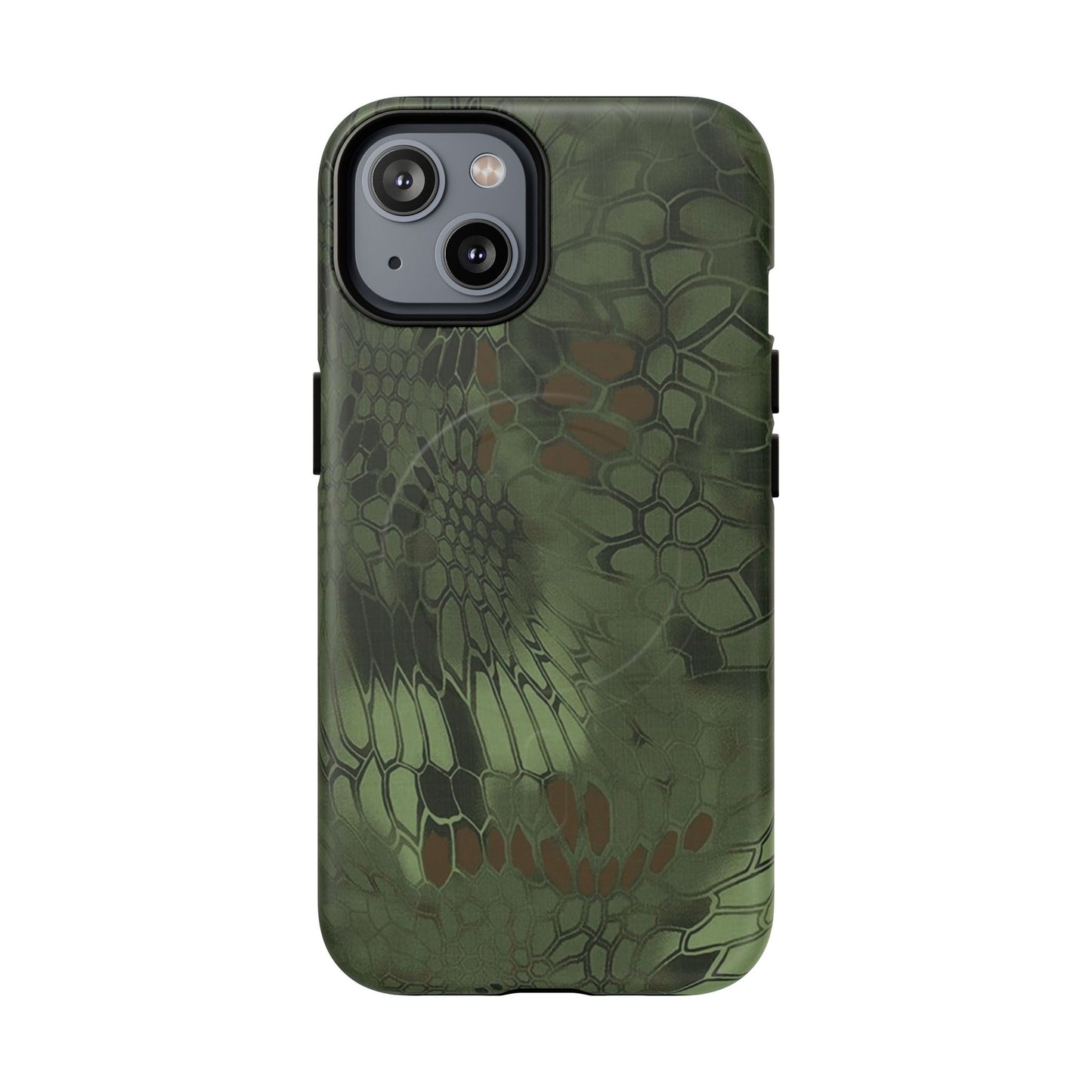 Magnetic Tough Phone Case — Green Camo Flower Snake Skin Protective Cover