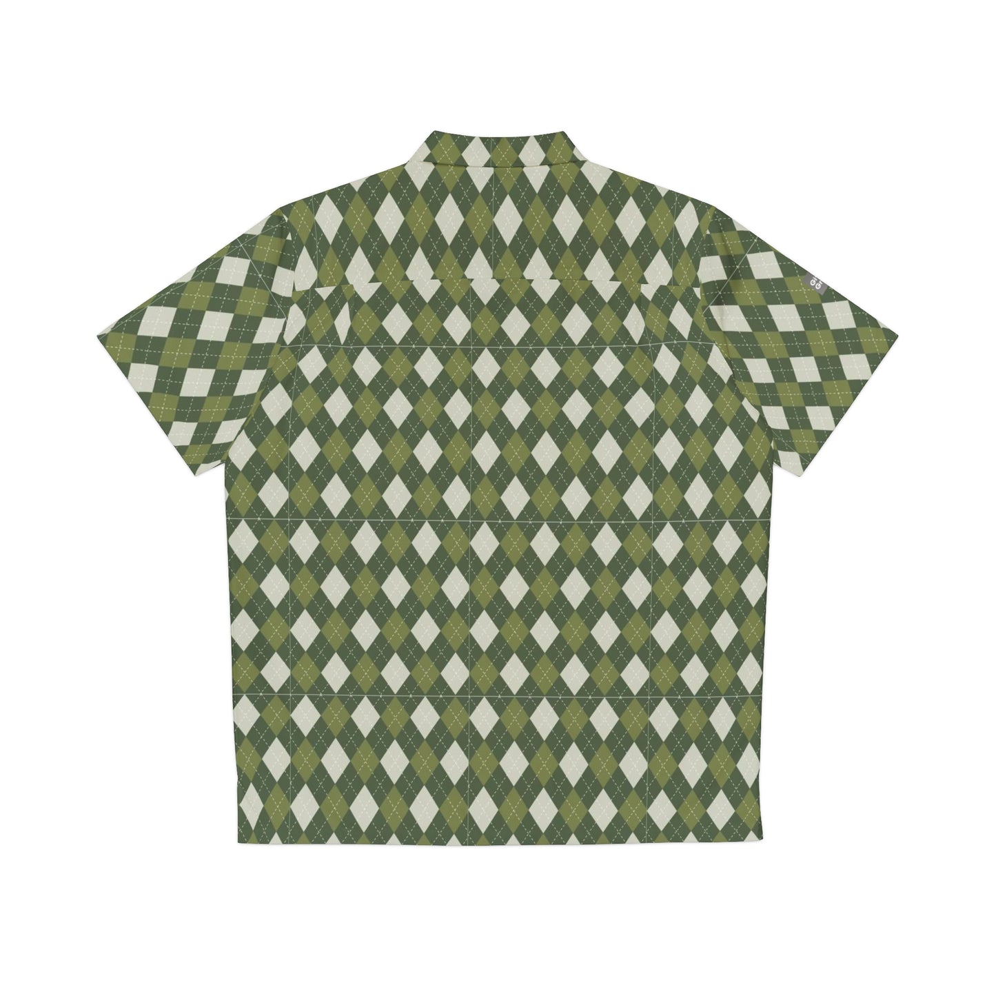 Unisex Hawaiian Shirt — Classic Timeless Argyle (pyramid diamond) - green and cream