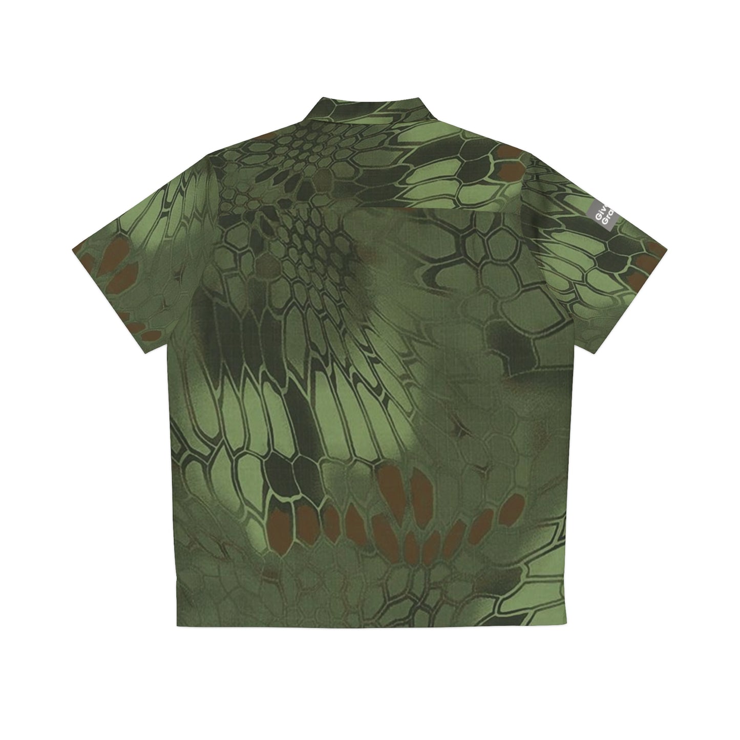 Green Hawaiian Shirt, Tropical Button-Up, Vacation Outfit, Lightweight Aloha Top, Pyramid Hat Print, Men's Beachwear