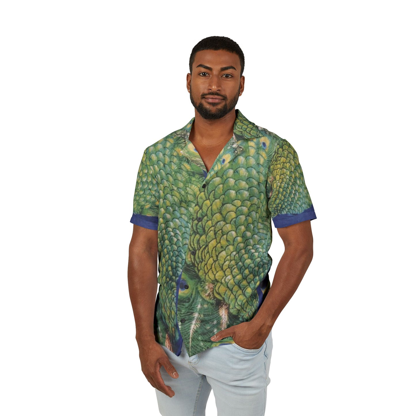 Peacock Graphic Hawaiian Camp Shirt — Island Yachting & Date Night Print