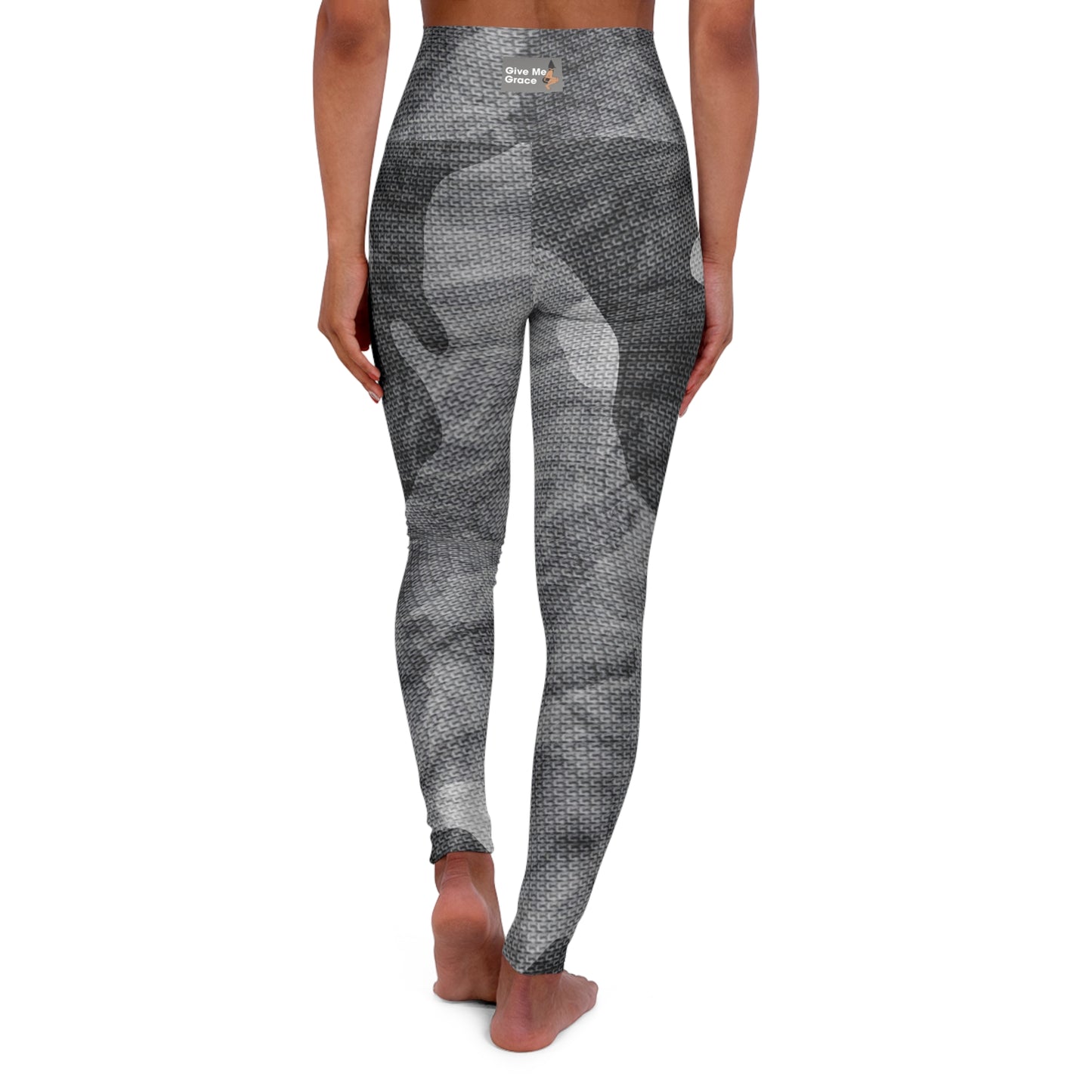 High Waisted Yoga Leggings — Grey Gray Print