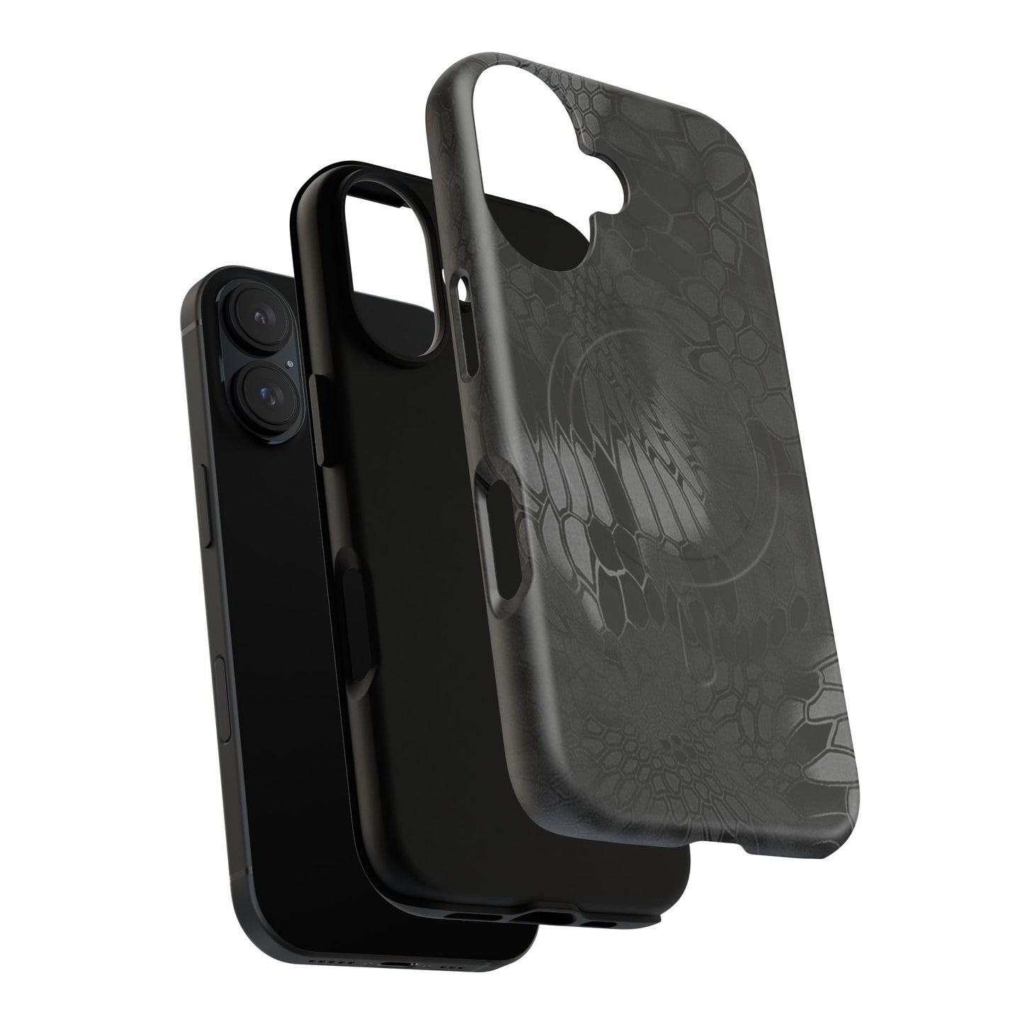 Magnetic Tough Phone Case — Black Snake Skin Protective Cover