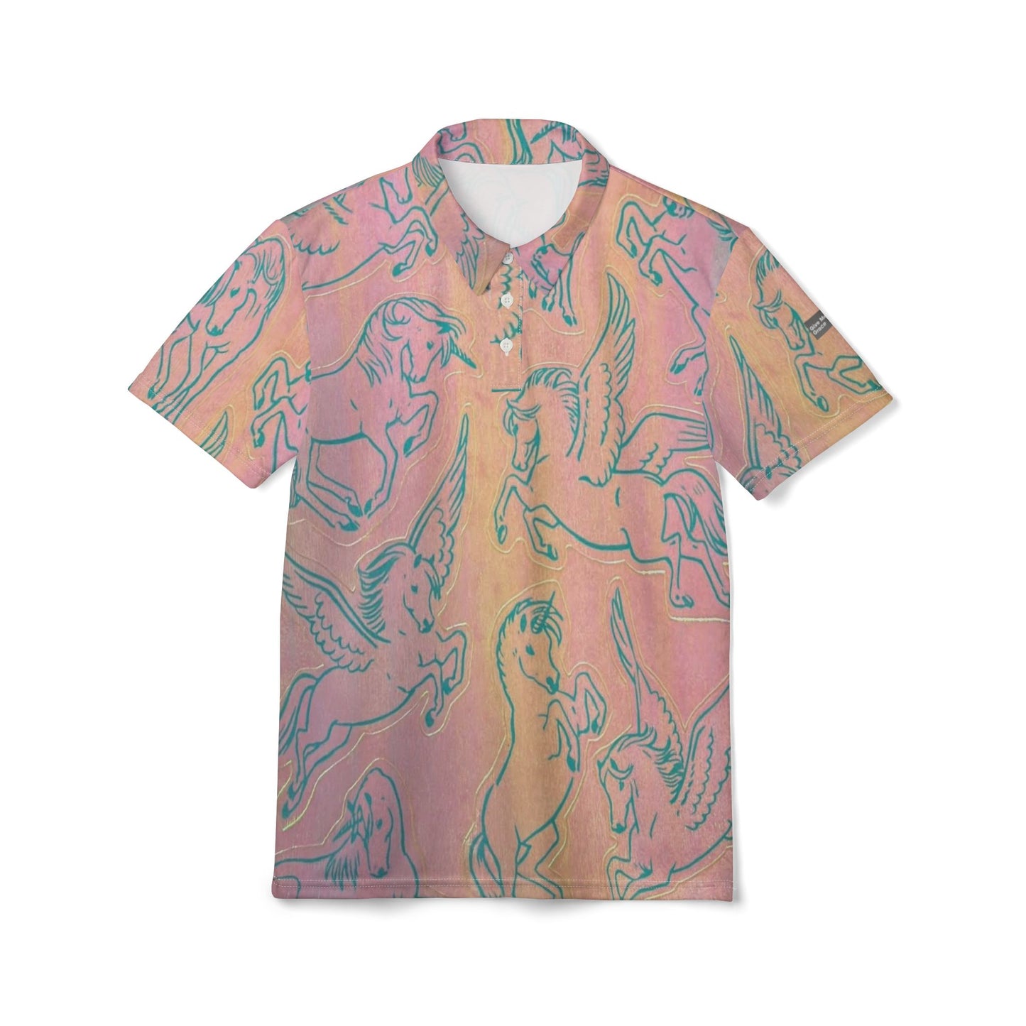 Iridescent Pink Unicorn Polo | Iridescent Unicorn Graphic Polo