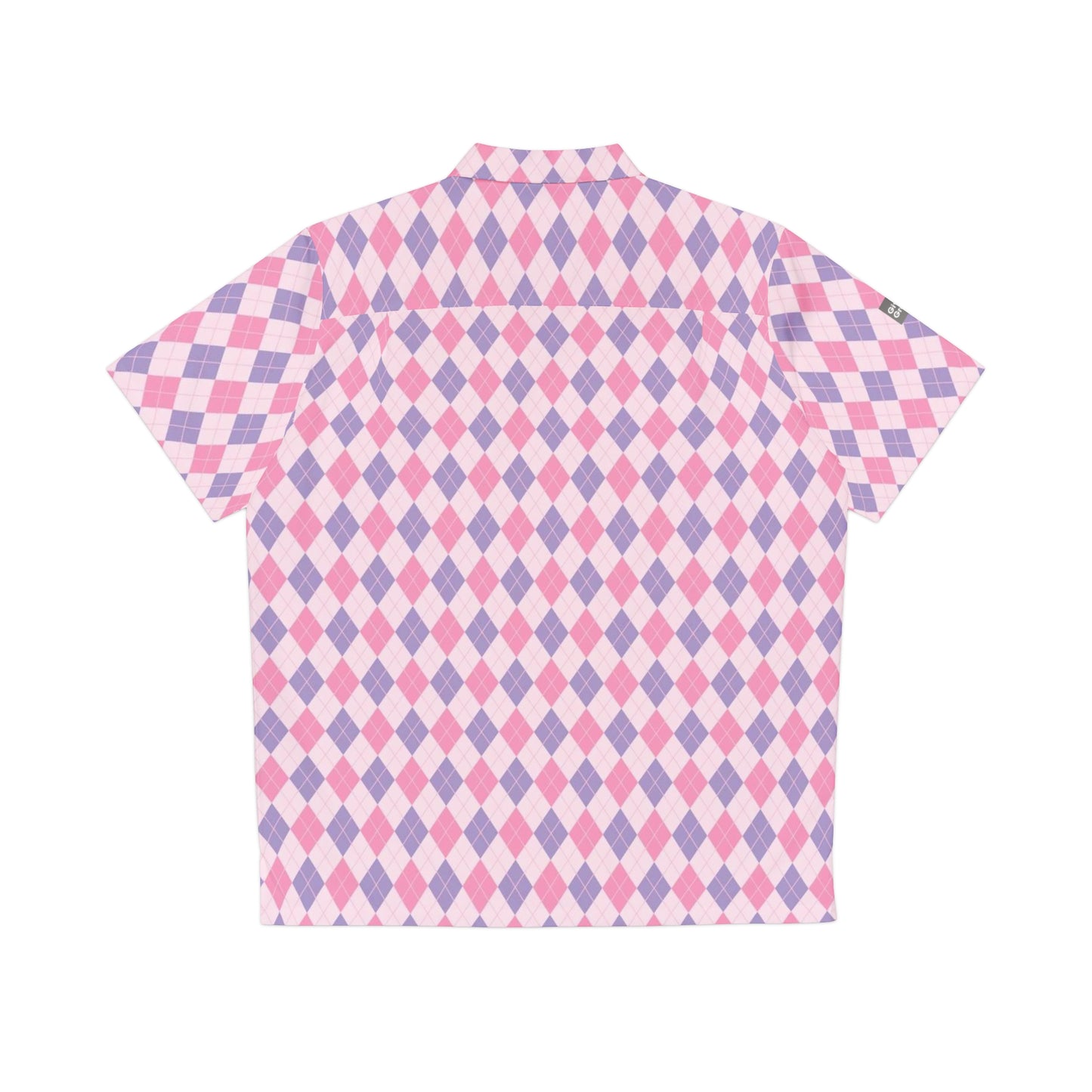 Unisex Hawaiian Shirt — Classic Timeless Argyle (pyramid diamond) - pink & purple