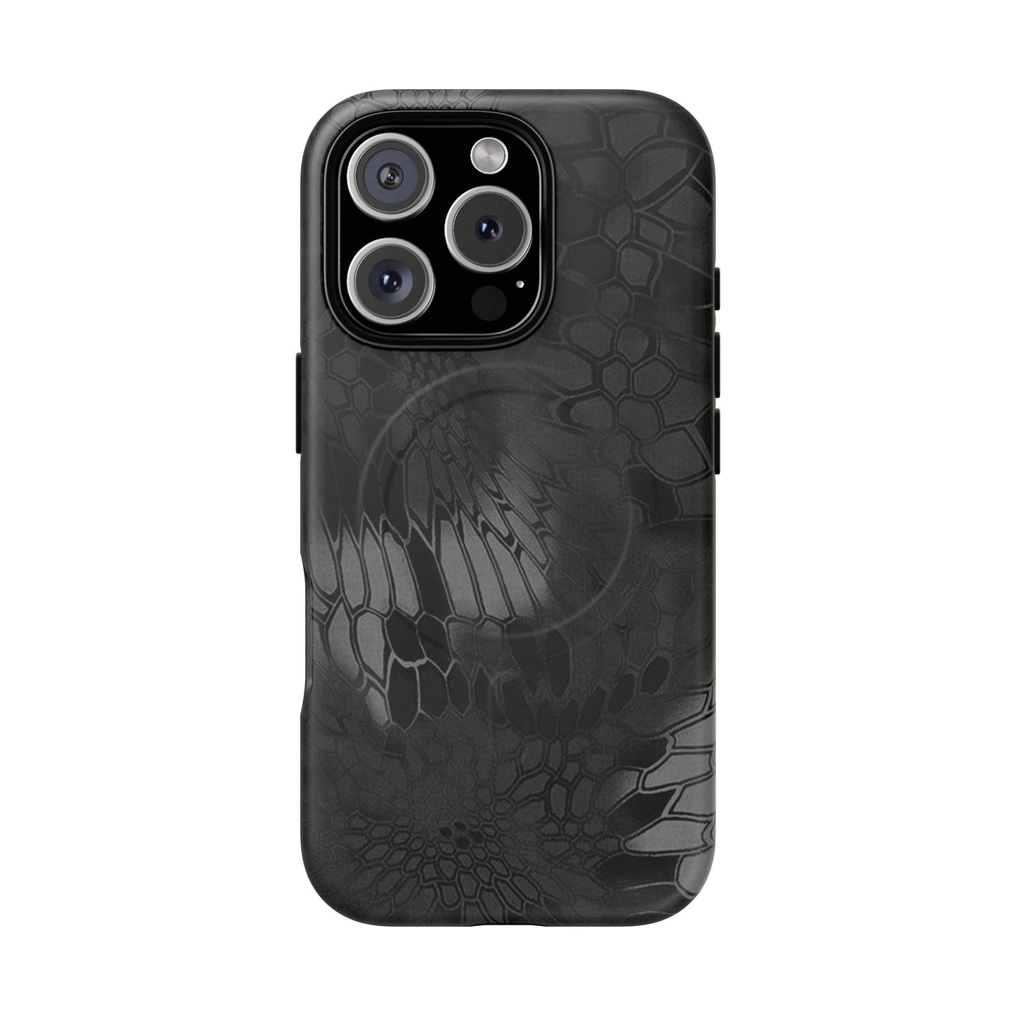 Magnetic Tough Phone Case — Black Snake Skin Protective Cover