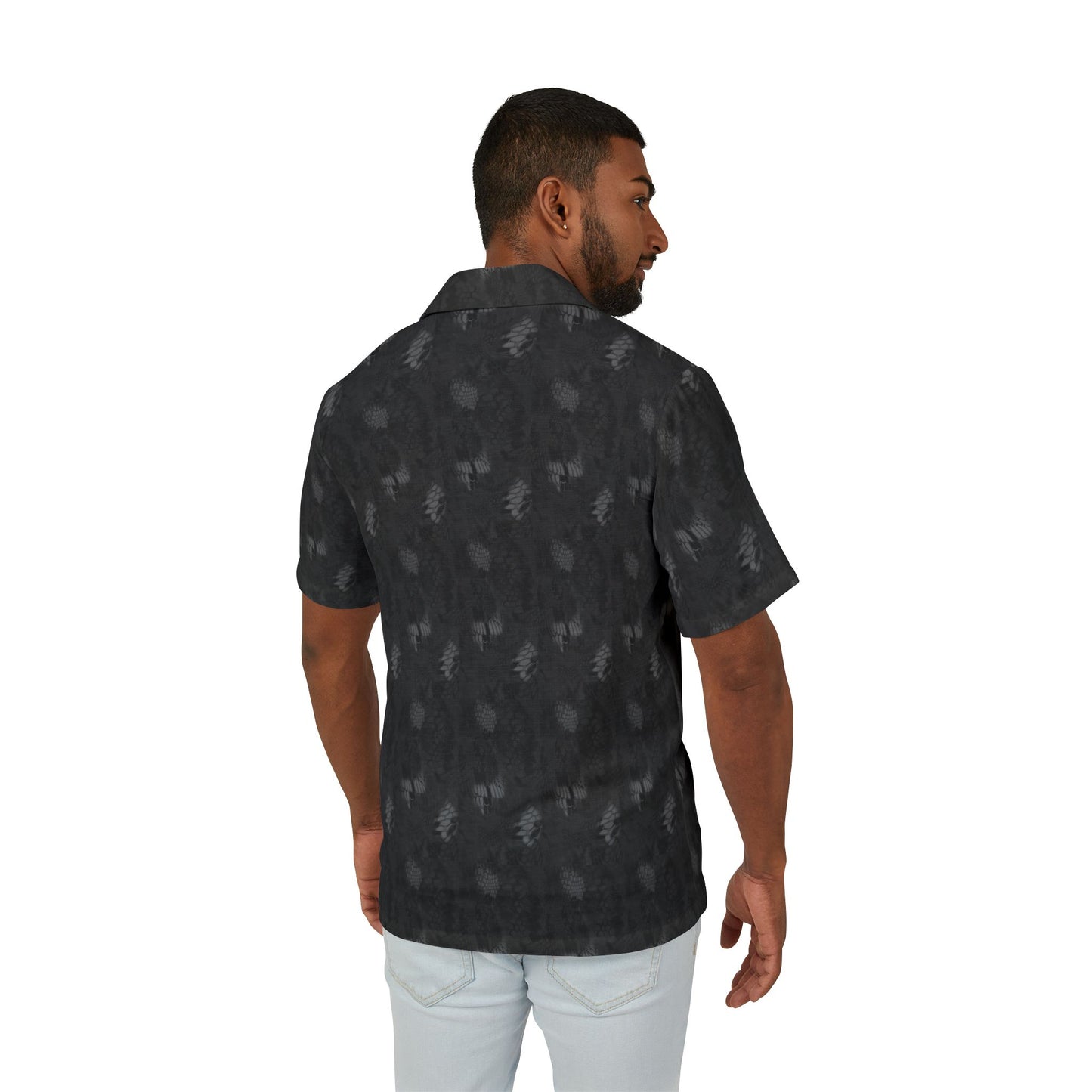 Men's Hawaiian Shirt — Snakeskin Floral Lace Camo Print (Classic Date-Night & Suit-Friendly)