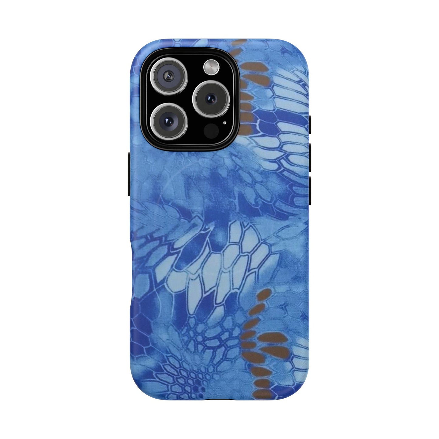 Magnetic Tough Phone Case — Blue Camo Flower Snake Skin Protective Cover