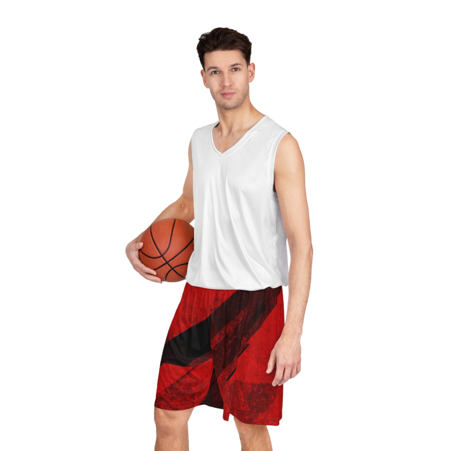 Red & Black Racer Stripe Basketball Shorts