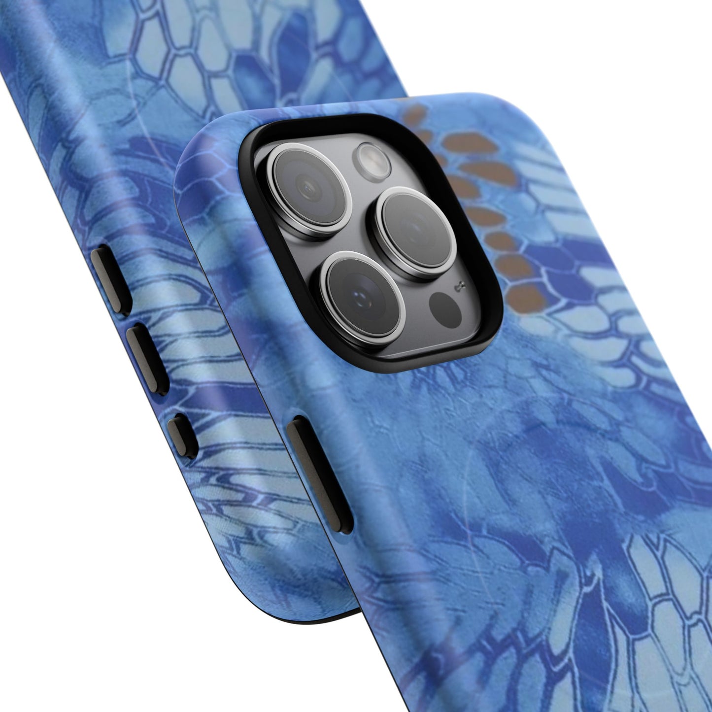 Magnetic Tough Phone Case — Blue Camo Flower Snake Skin Protective Cover