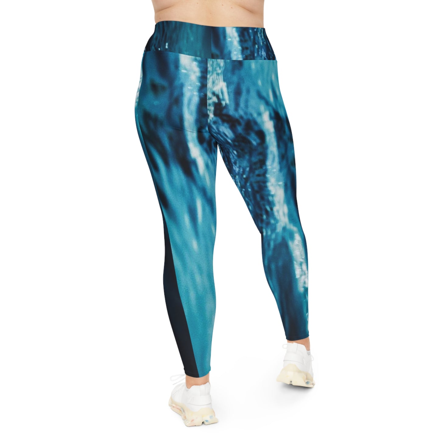 Plus Size Leggings — Waterfall Ocean Print (Up to 6X)