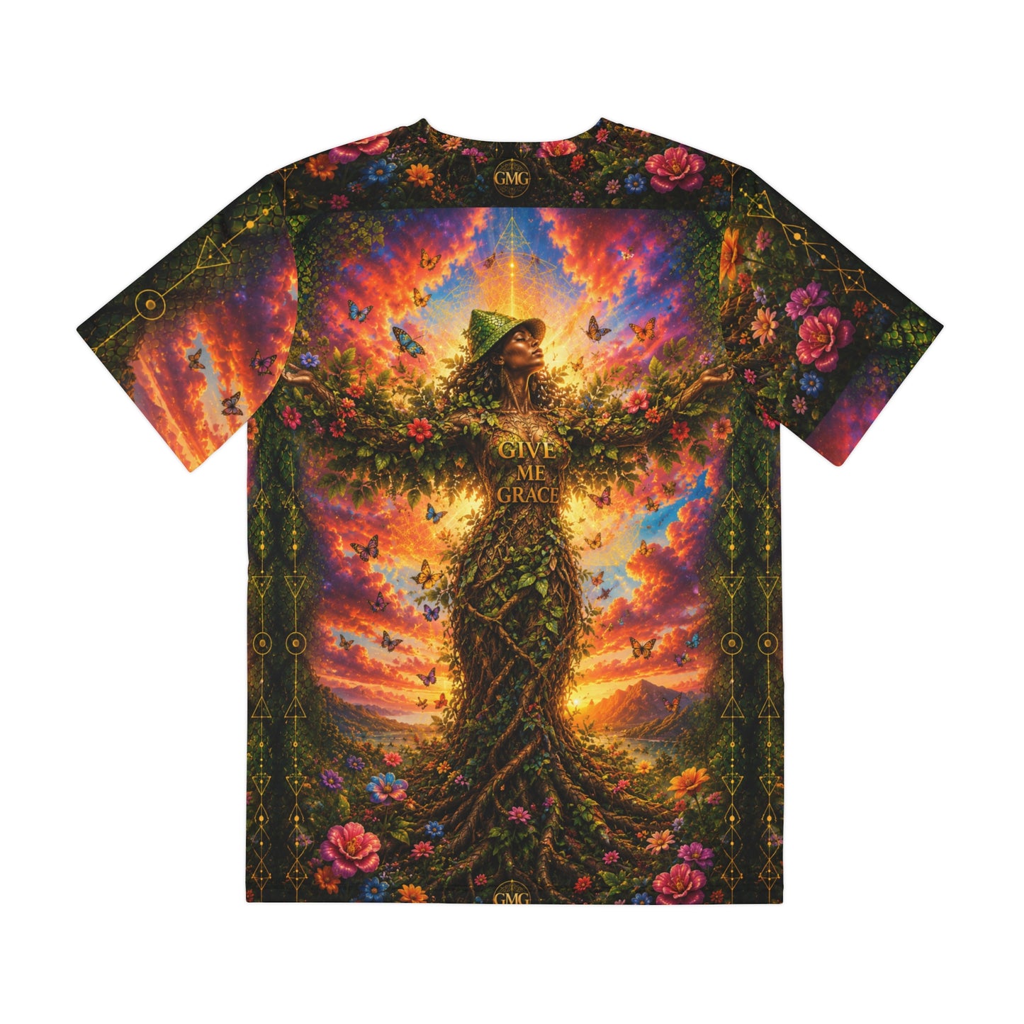 Human Tree Golden Futuristic Snakeskin Tree Unisex Tee