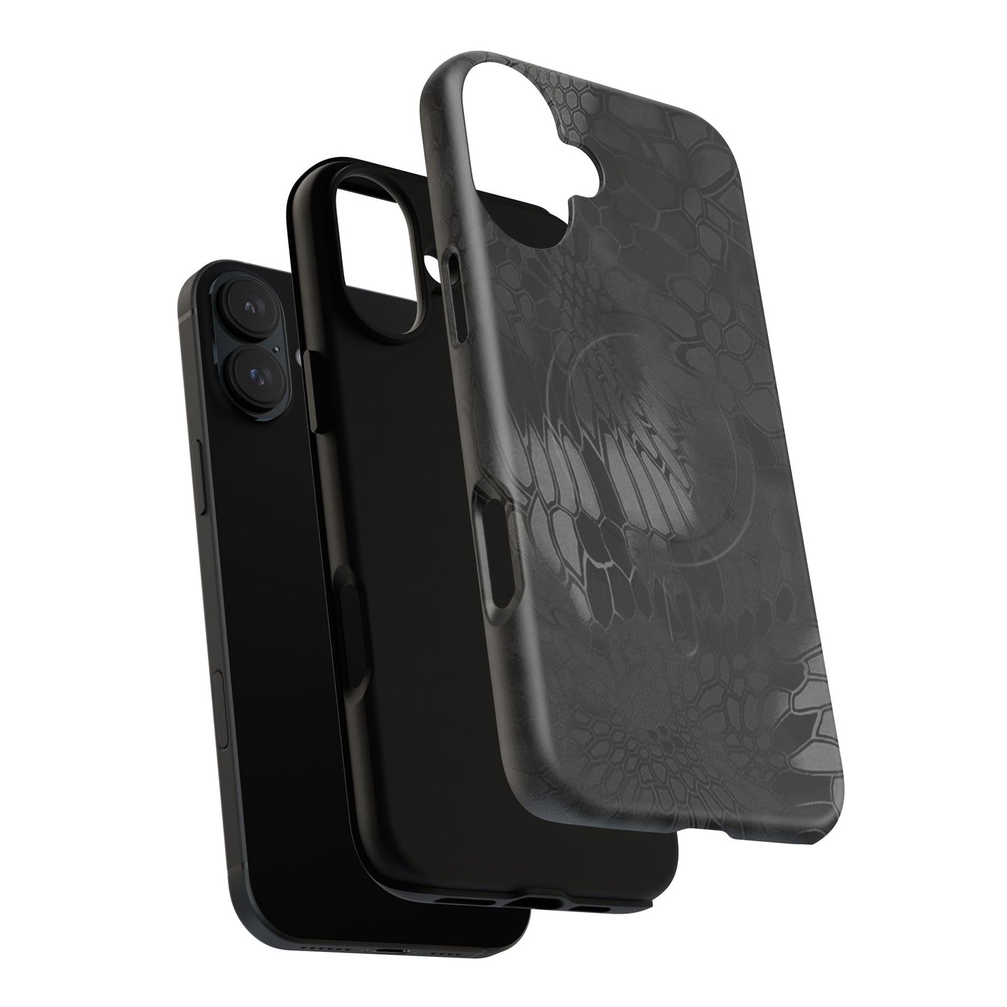 Magnetic Tough Phone Case — Black Snake Skin Protective Cover