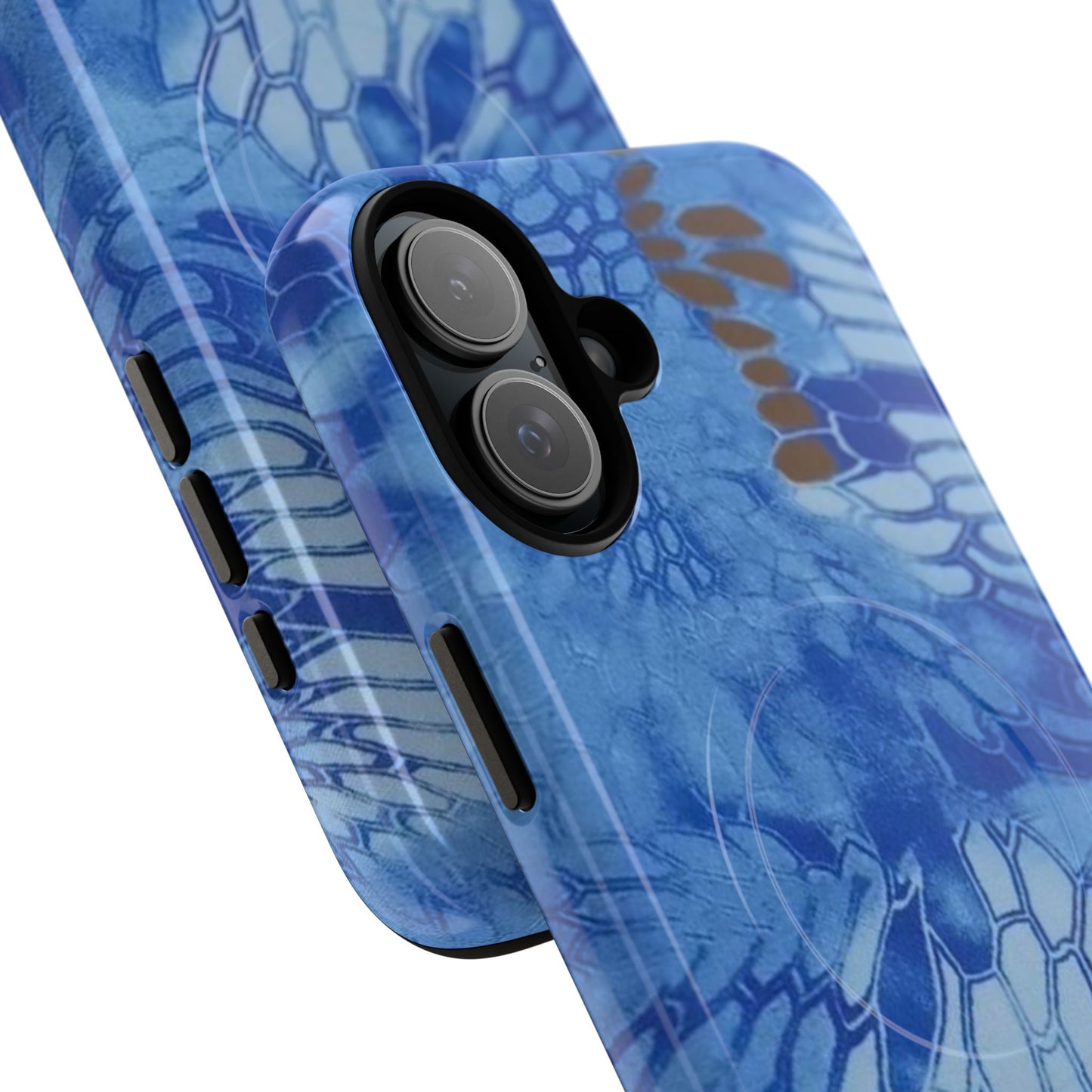 Magnetic Tough Phone Case — Blue Camo Flower Snake Skin Protective Cover