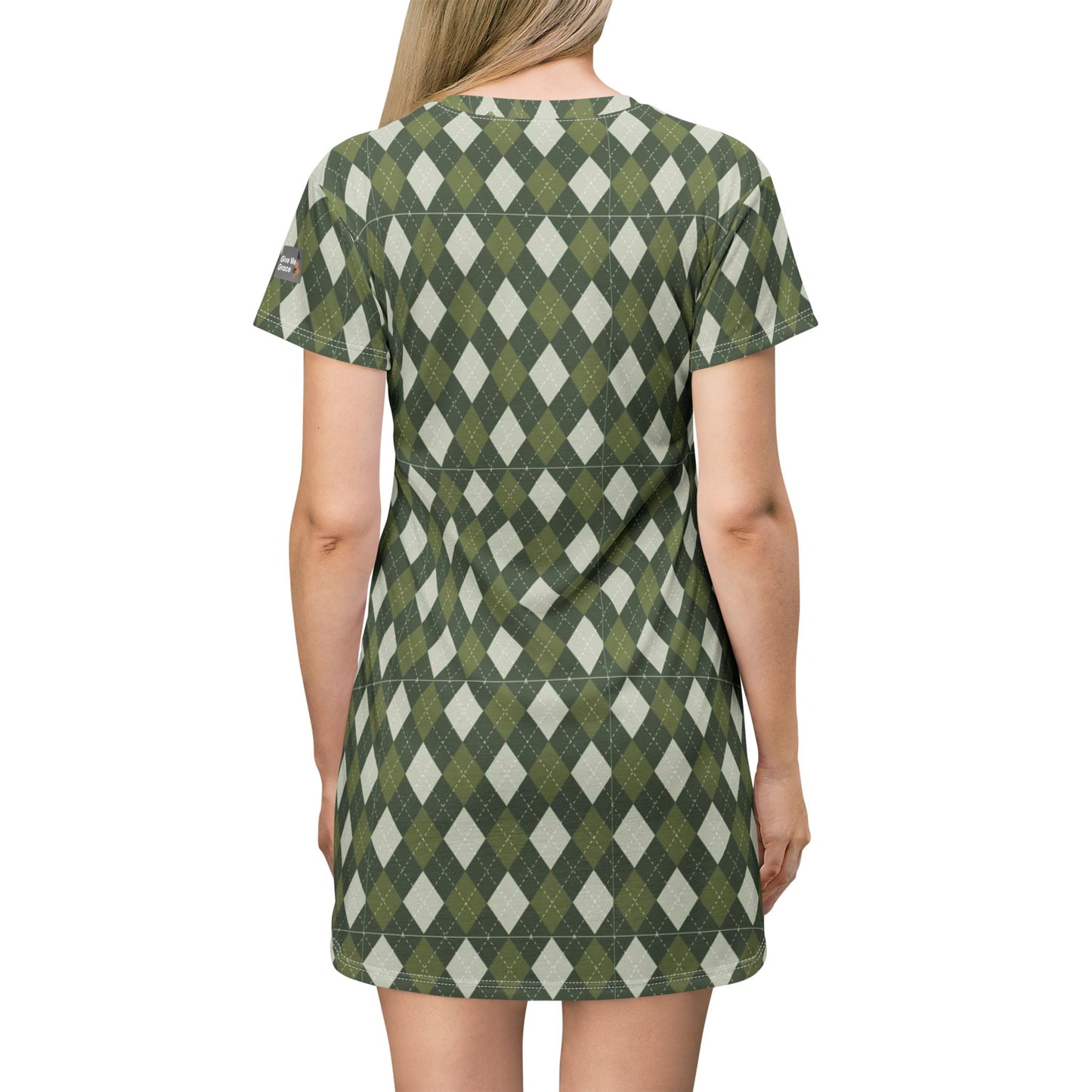 Argyle (diamonds, pyramids) Green & Cream Babydoll Dress — Classic Sexy Work-to-Play Knit