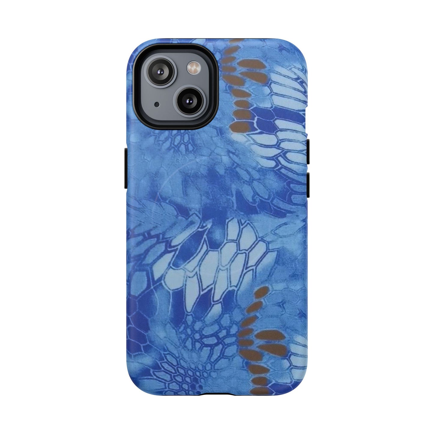 Magnetic Tough Phone Case — Blue Camo Flower Snake Skin Protective Cover