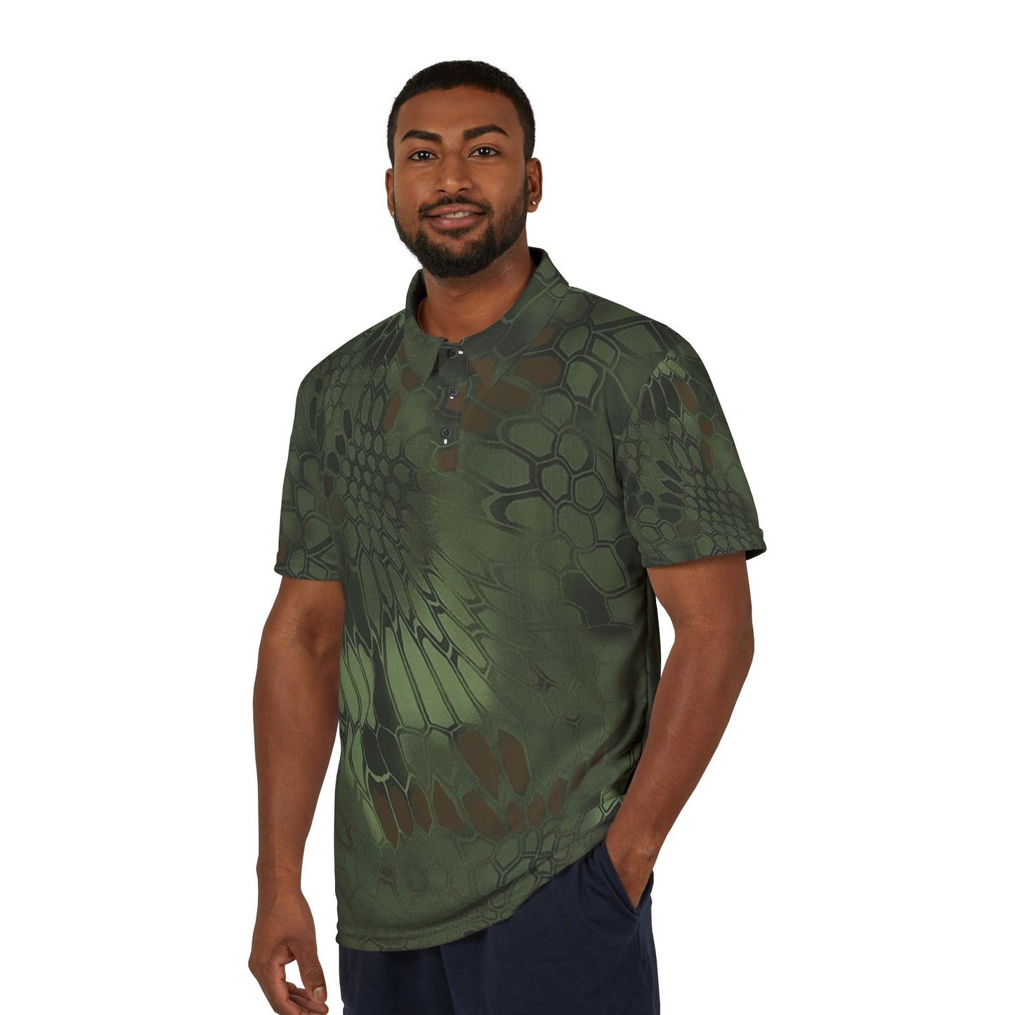 Give Me Grace Green Camo Floral Lace Polo Shirt