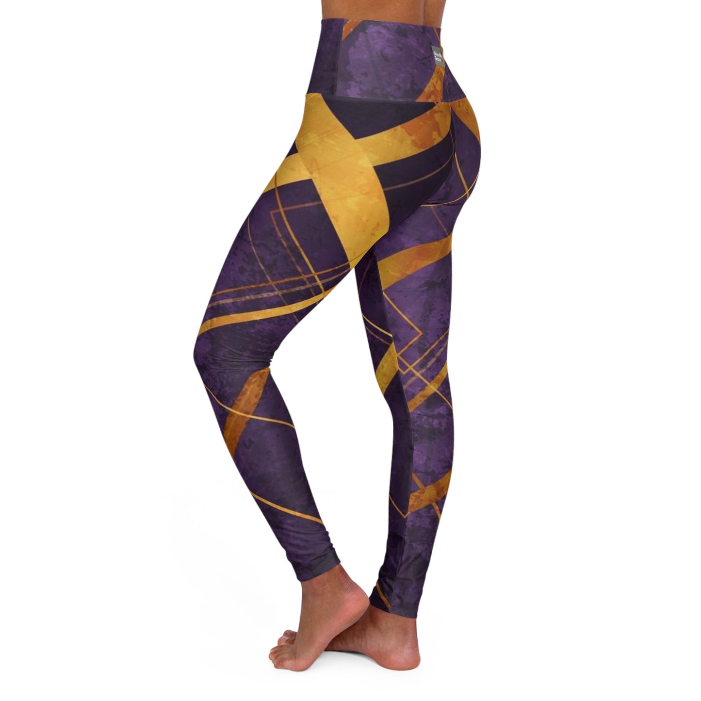 High Waisted Yoga Leggings - Purple & Gold Sports Team