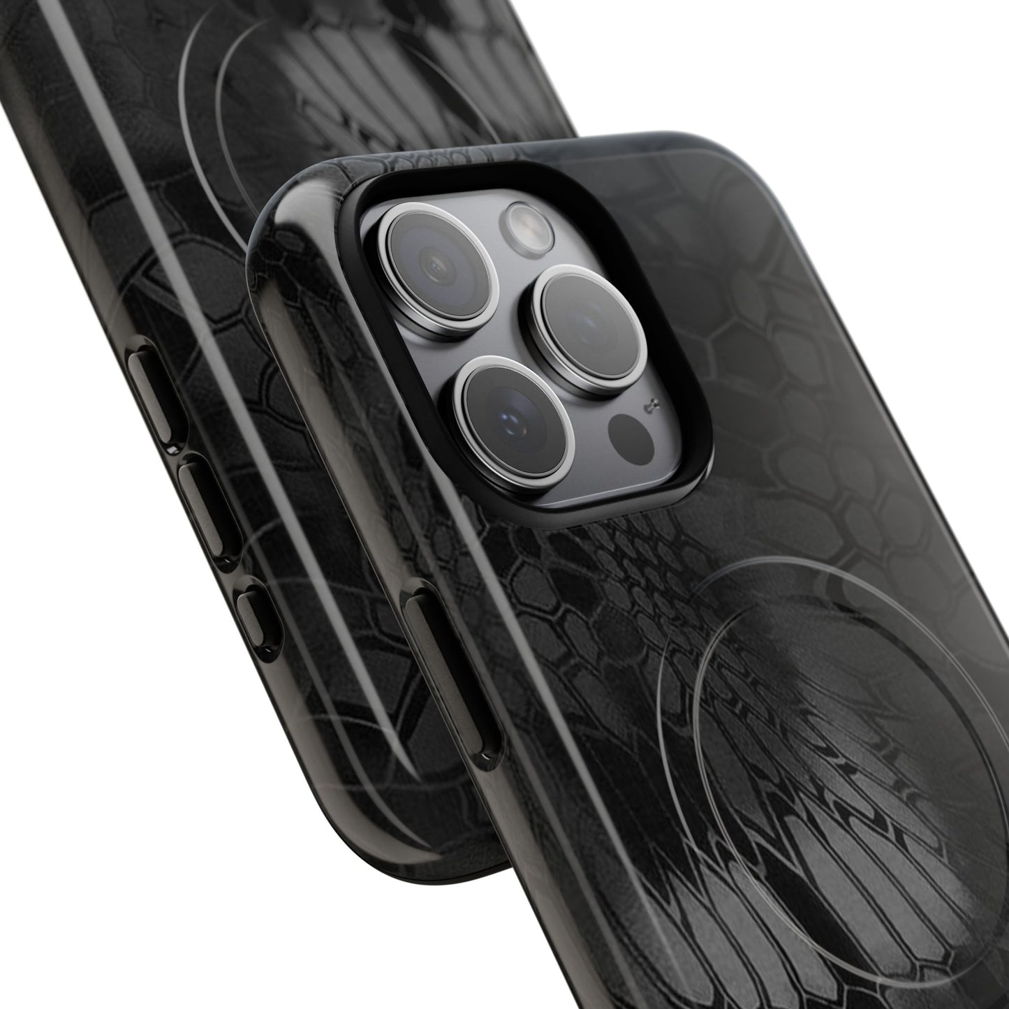 Magnetic Tough Phone Case — Black Snake Skin Protective Cover