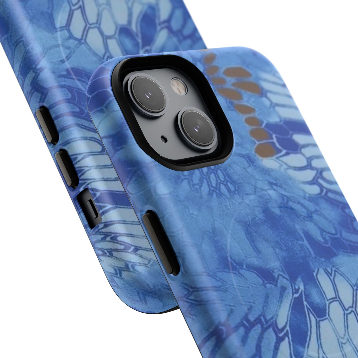 Magnetic Tough Phone Case — Blue Camo Flower Snake Skin Protective Cover
