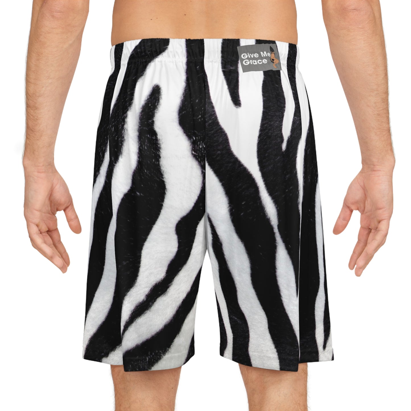 Zebra Print Trendy Basketball Shorts | Black White All-Over Print
