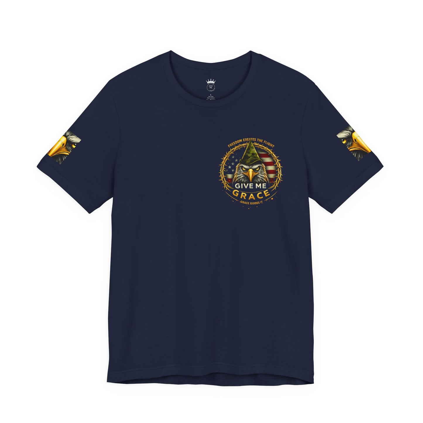 Give Me Grace Eagle design Tee | Patriotic American Flag, Military Helmet, Barbed Wire