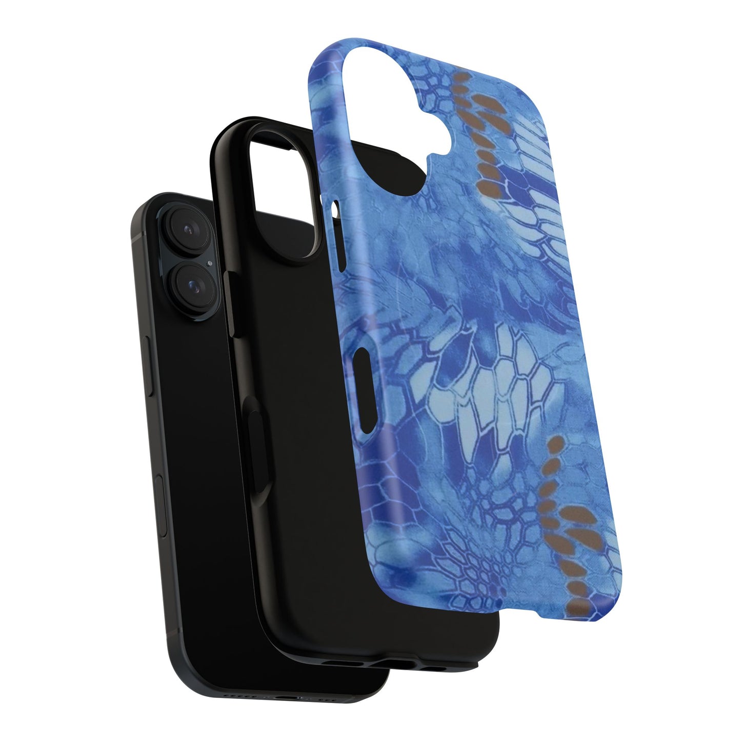 Magnetic Tough Phone Case — Blue Camo Flower Snake Skin Protective Cover