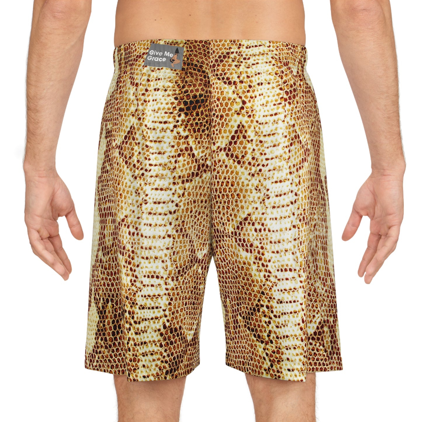 Give Me Grace brown snakeskin print Basketball Shorts