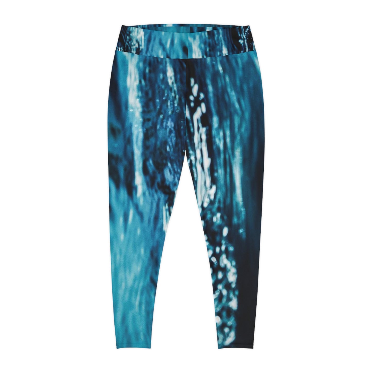Plus Size Leggings — Waterfall Ocean Print (Up to 6X)