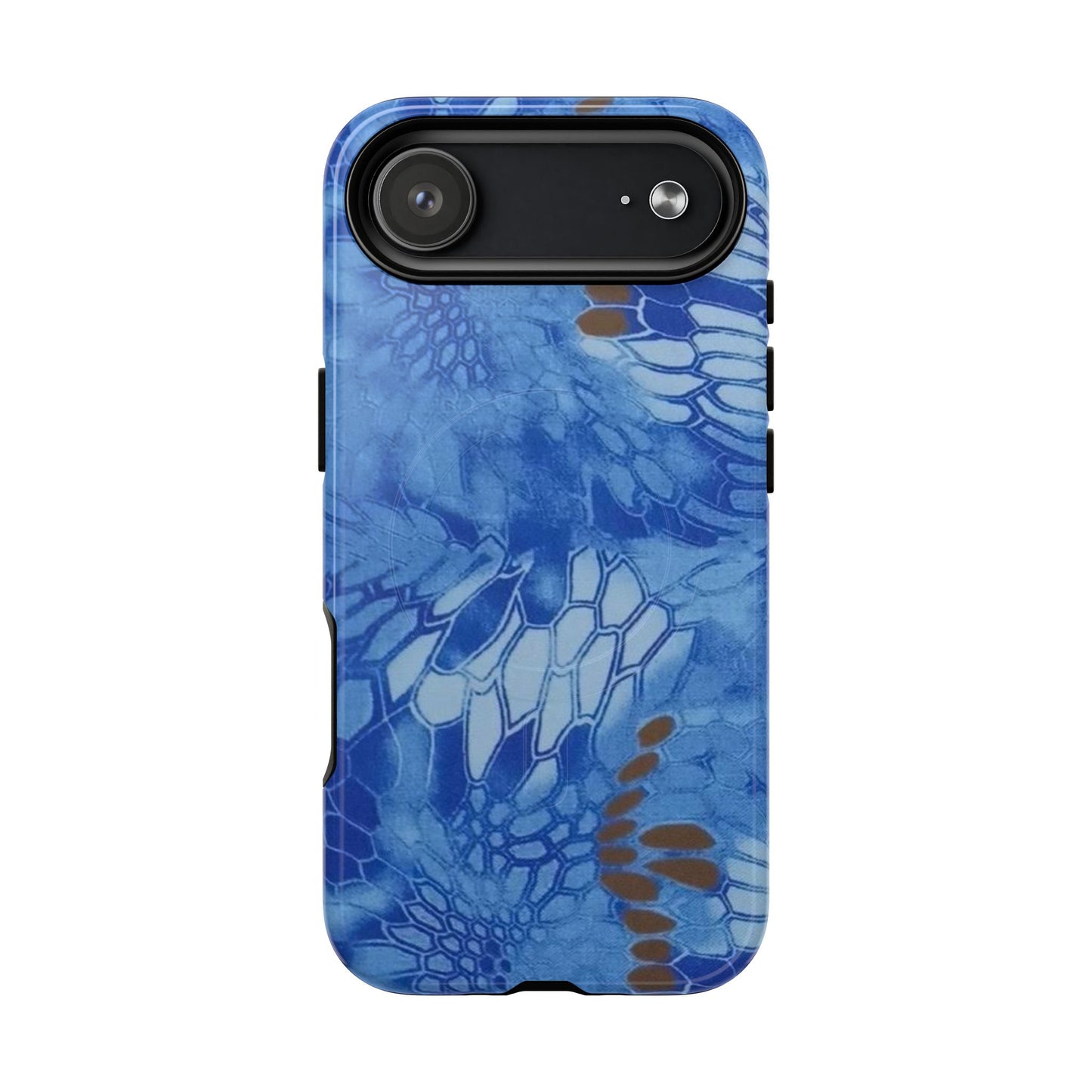 Magnetic Tough Phone Case — Blue Camo Flower Snake Skin Protective Cover