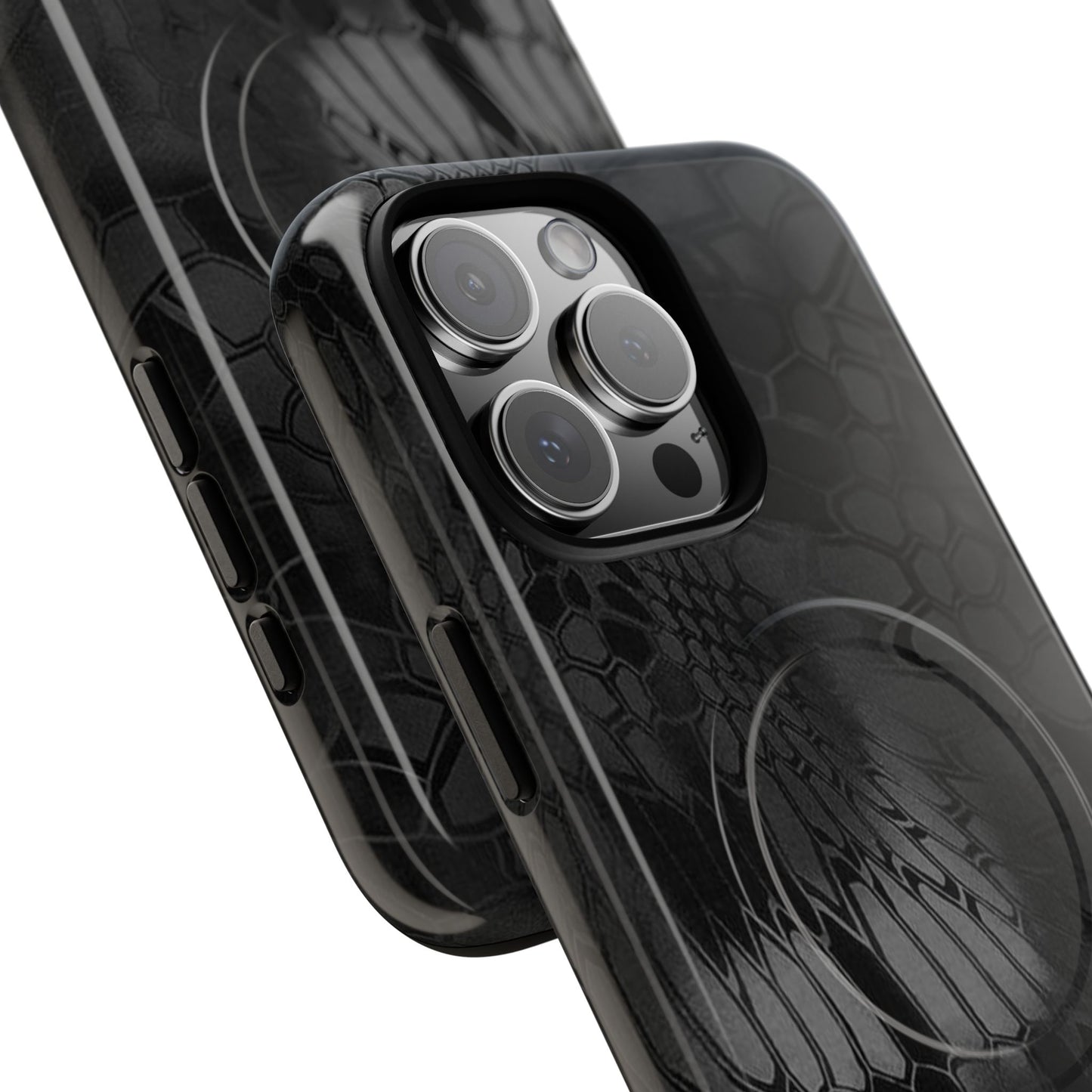 Magnetic Tough Phone Case — Black Snake Skin Protective Cover