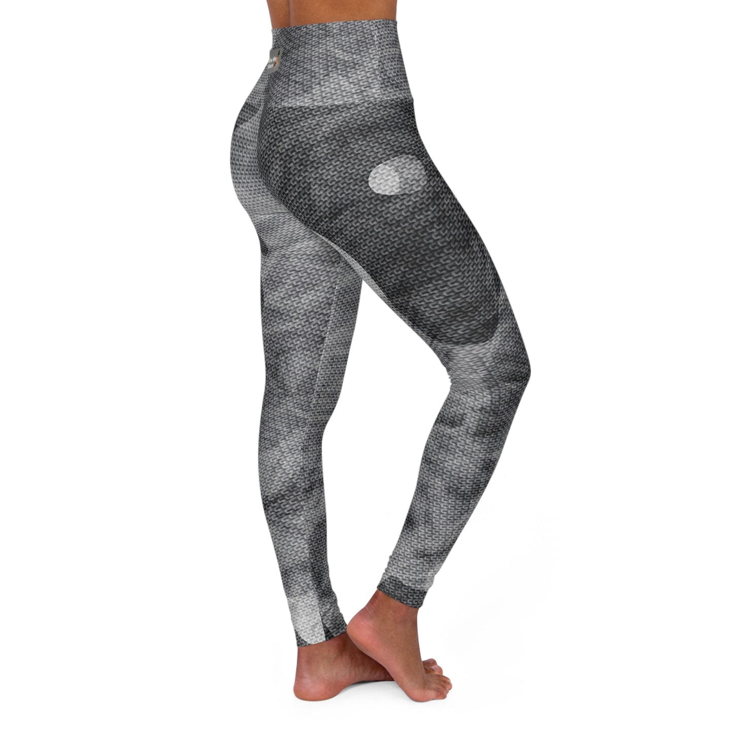 High Waisted Yoga Leggings — Grey Gray Print