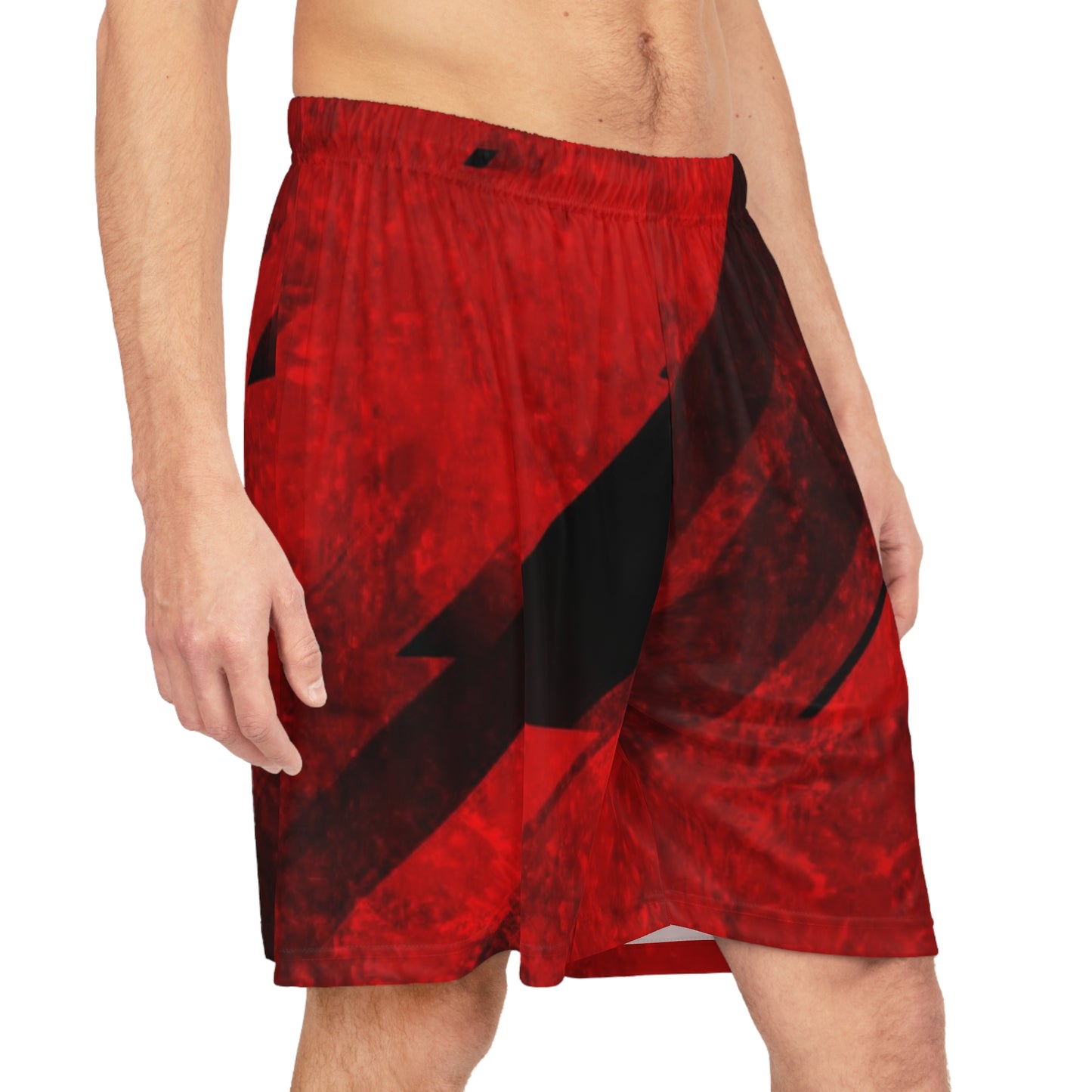 Red & Black Racer Stripe Basketball Shorts