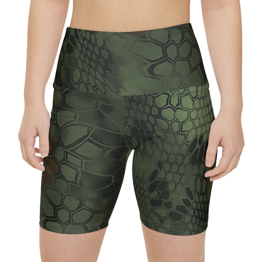 Emerald Workout Shorts, Give Me Grace Print, Women's Athletic Wear, High Waistband, Crop Top Matching, Comfortable Fitness Shorts