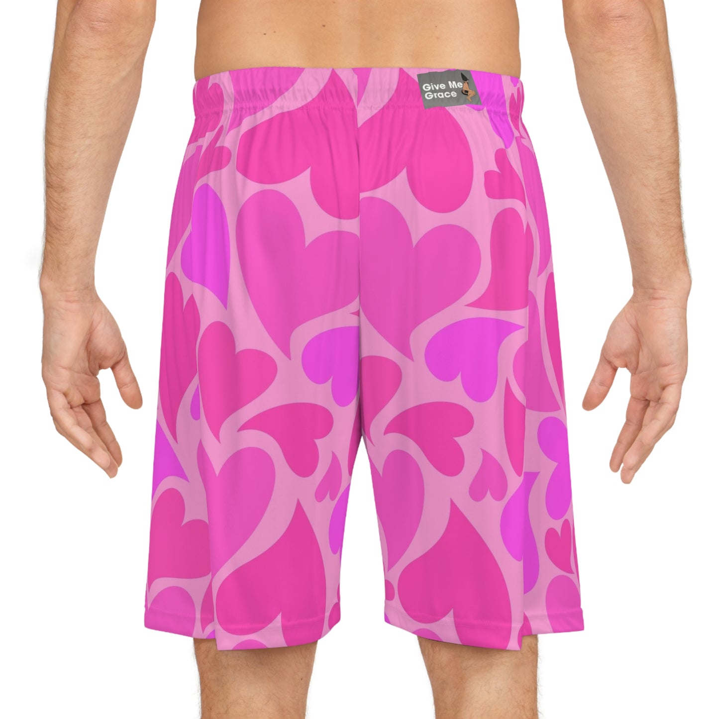 Pink Heart Basketball Shorts | Valentines Heart Print Athletic Shorts